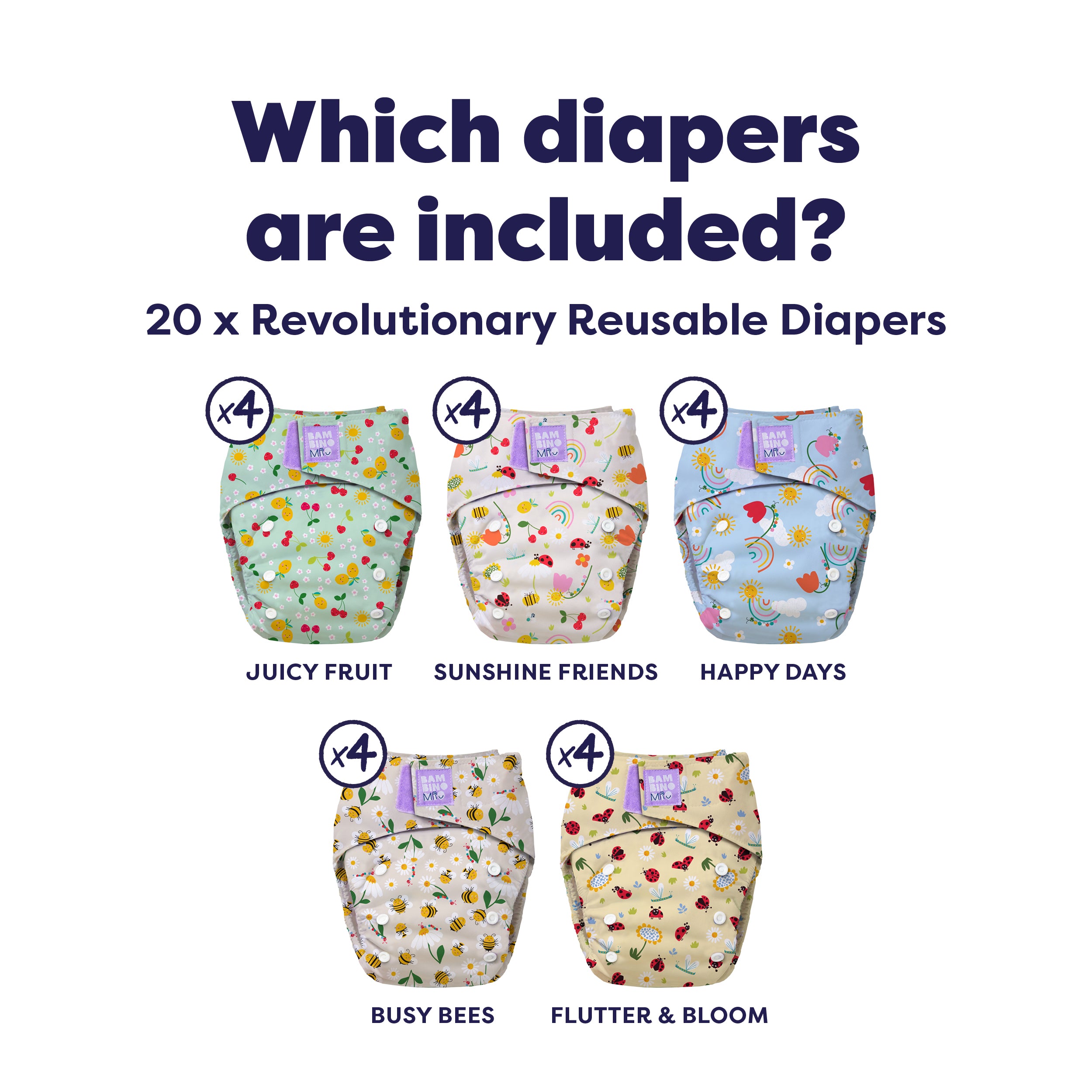 The Everything Reusable Diaper Bundle in Garden Party