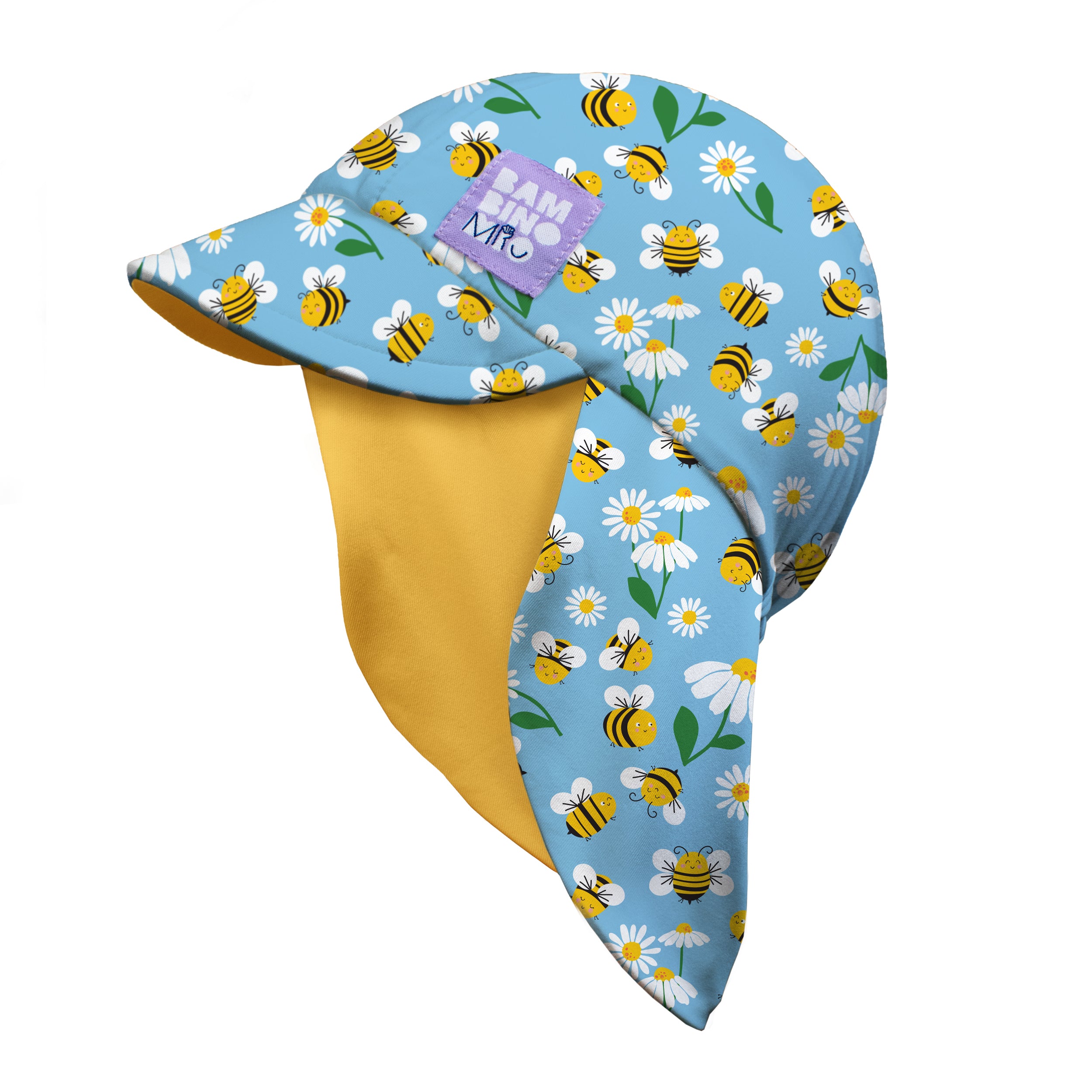 UPF 40+ Reversible Swim Hat for Babies and Toddlers in Busy Bees - Bambino Mio (EU)