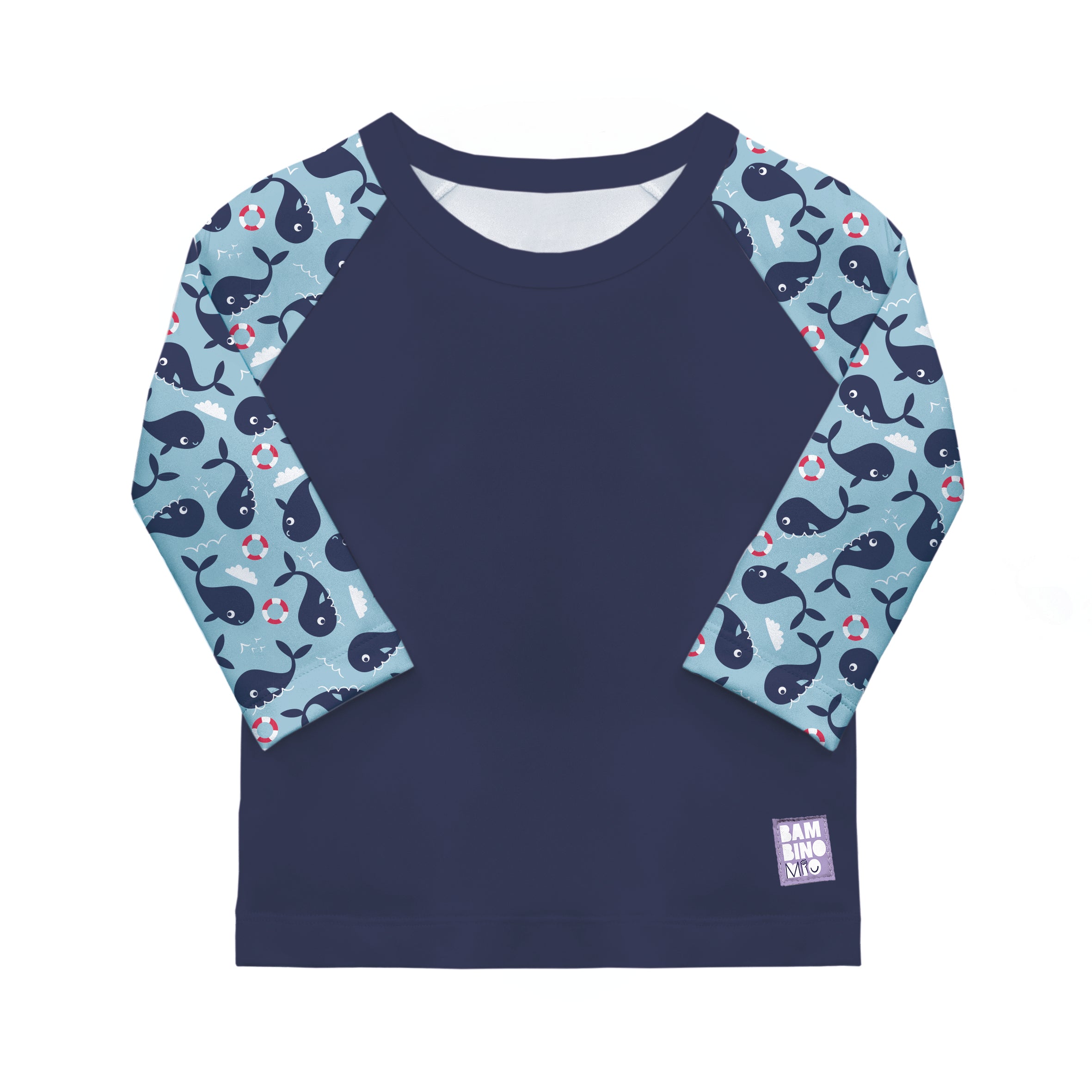 UPF 40+ Soft and Gentle Protective Beach Rash Vest in Whale Wharf - Bambino Mio (EU)