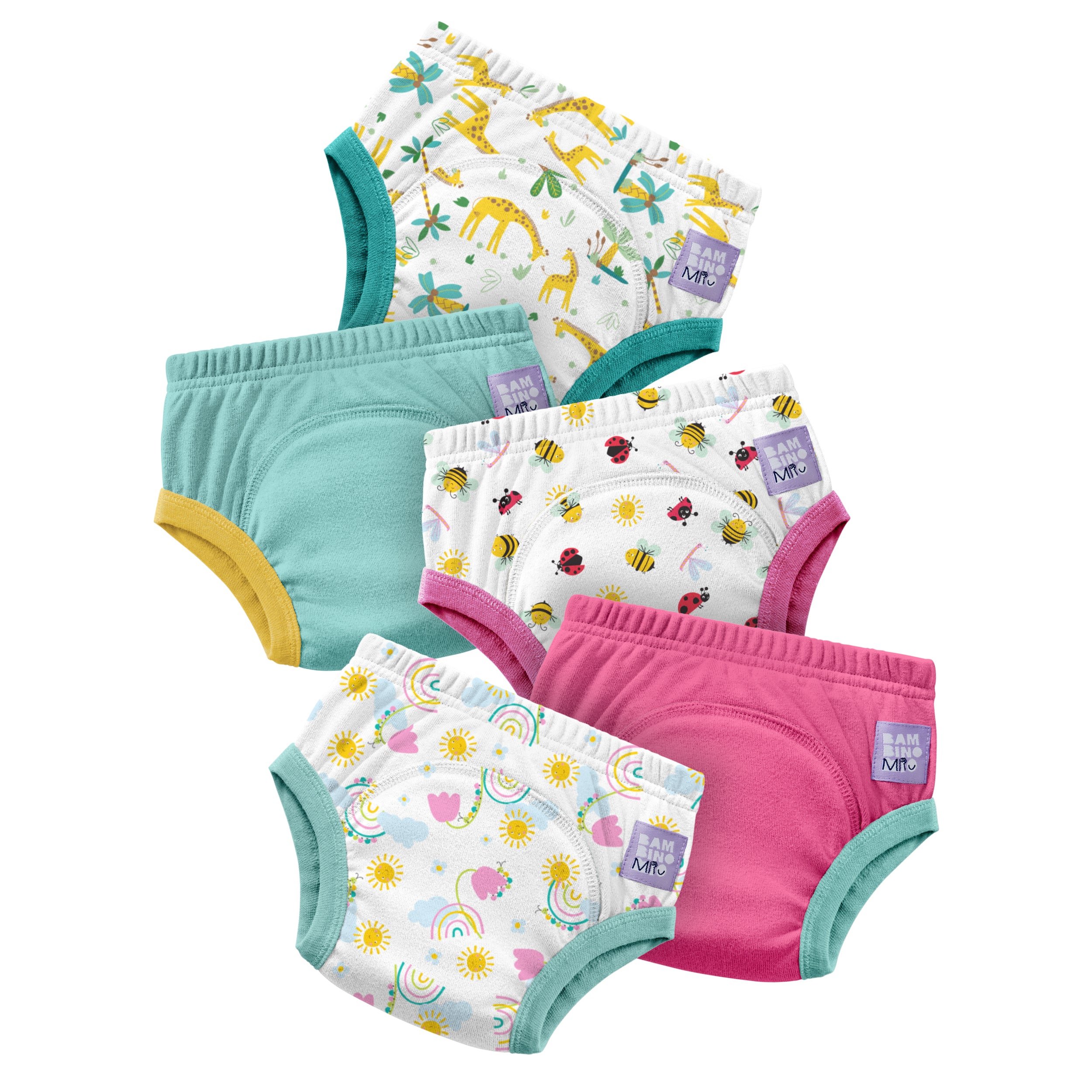 Reusable Potty Training Pants 5 Pack in Garden Party - New and Improved! - Bambino Mio (EU)
