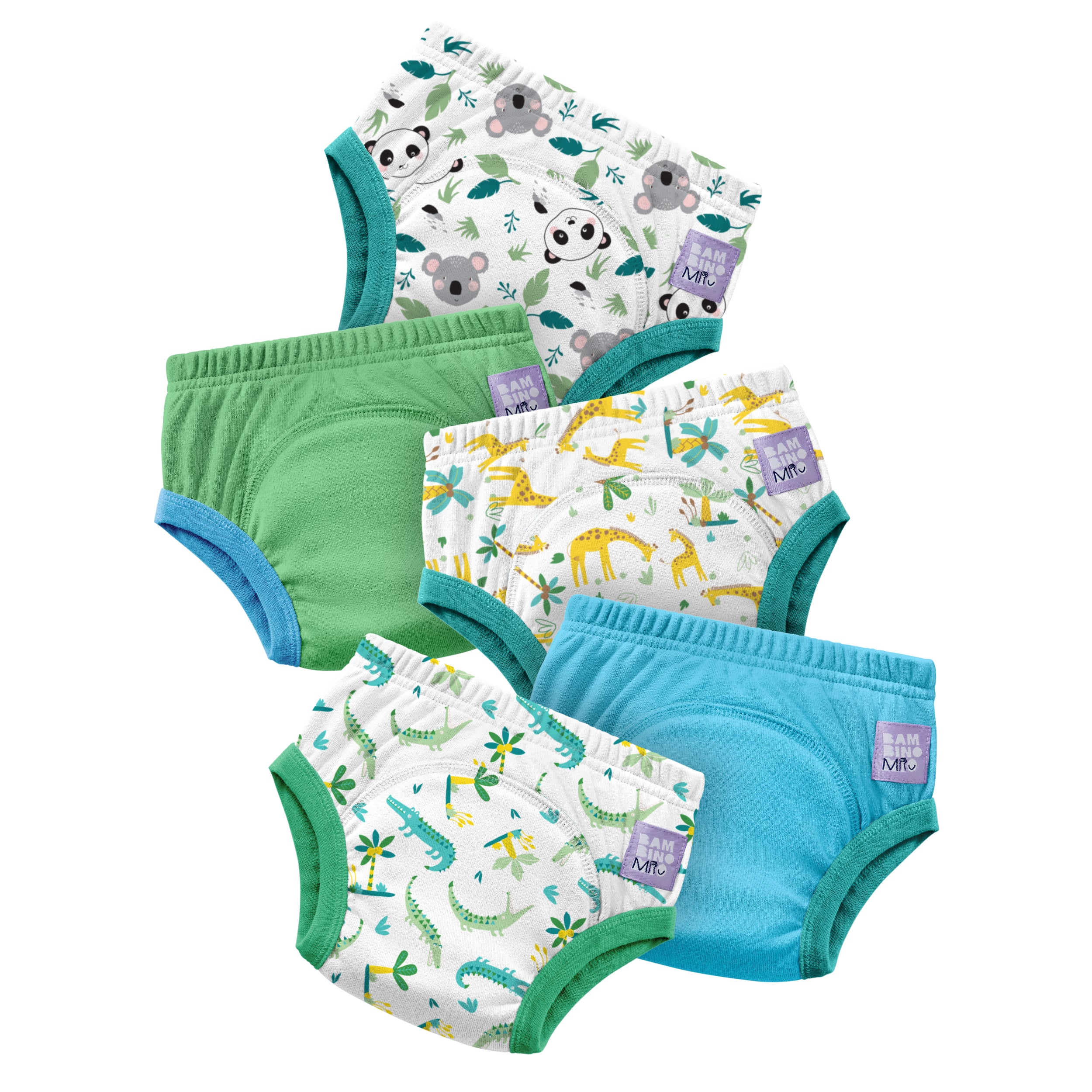 Reusable Potty Training Pants 5 Pack in Wild Life - New and Improved! - Bambino Mio (EU)