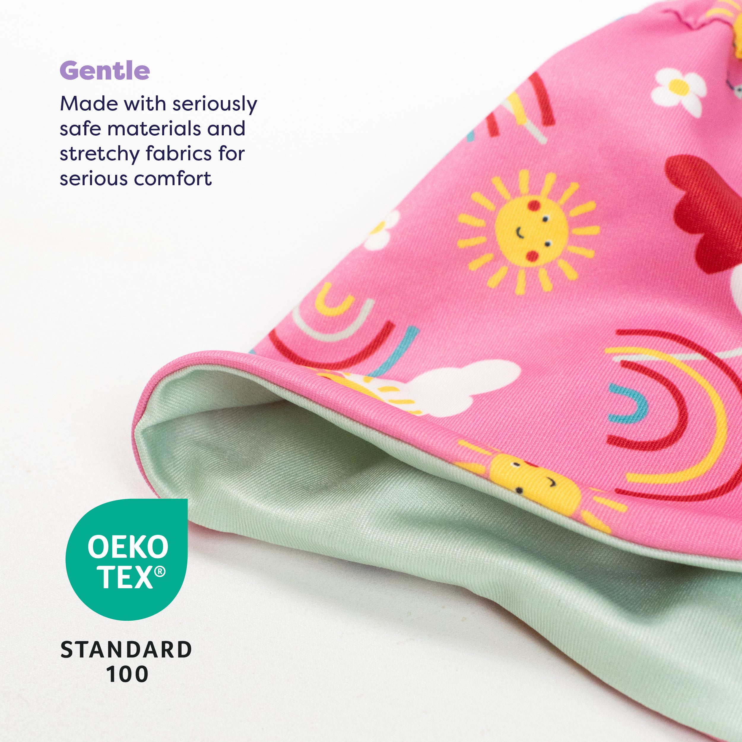 UPF 40+ Reversible Swim Hat for Babies and Toddlers in Happy Days - Bambino Mio (EU)