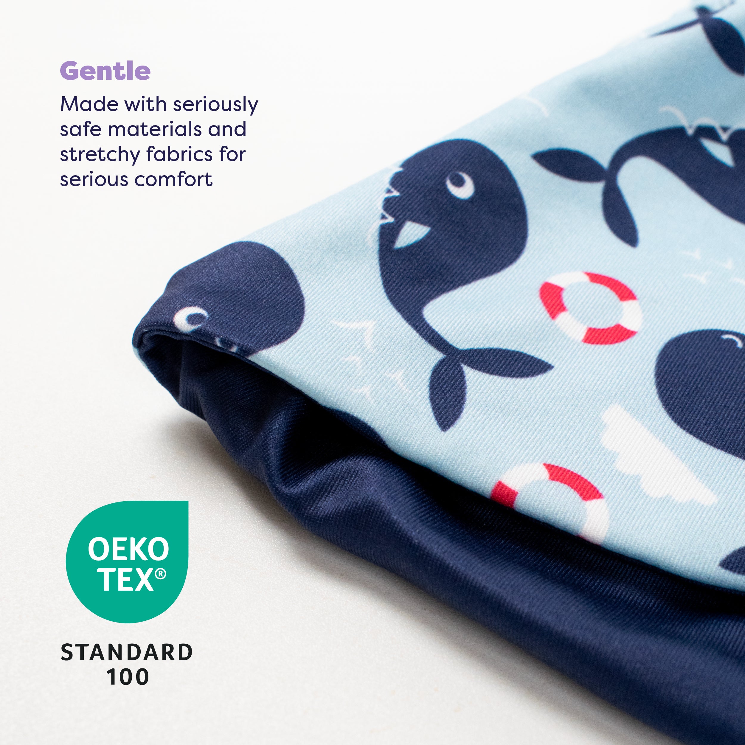 UPF 40+ Reversible Swim Hat for Babies and Toddlers in Blue Whale - Bambino Mio (EU)