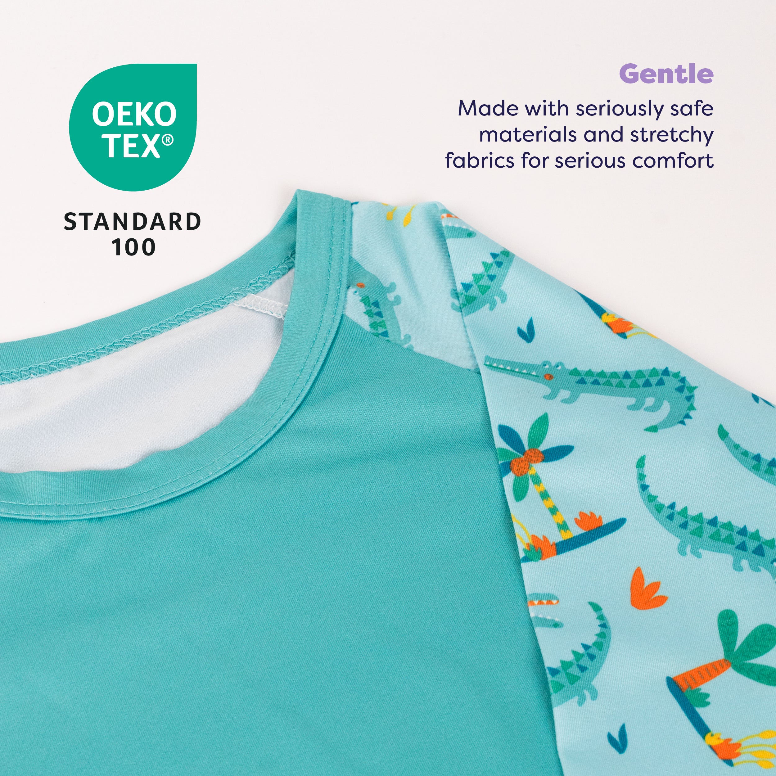 UPF 40+ Soft and Gentle Protective Beach Rash Vest in Crafty Croc - Bambino Mio (EU)