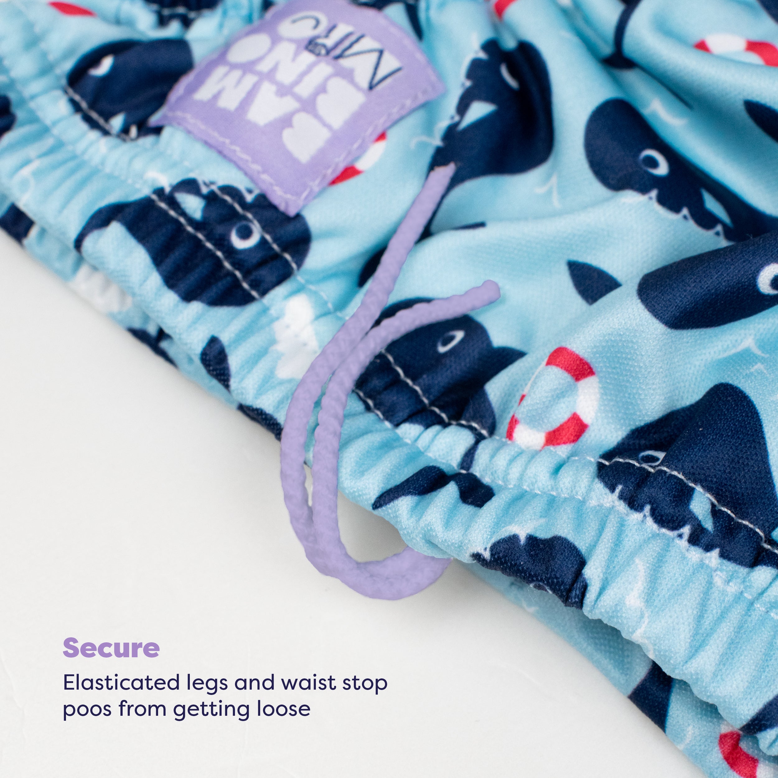 3 Piece Baby Swim Set with Swim Nappy, Swim top and Swim Hat in Blue Whale - Bambino Mio (EU)