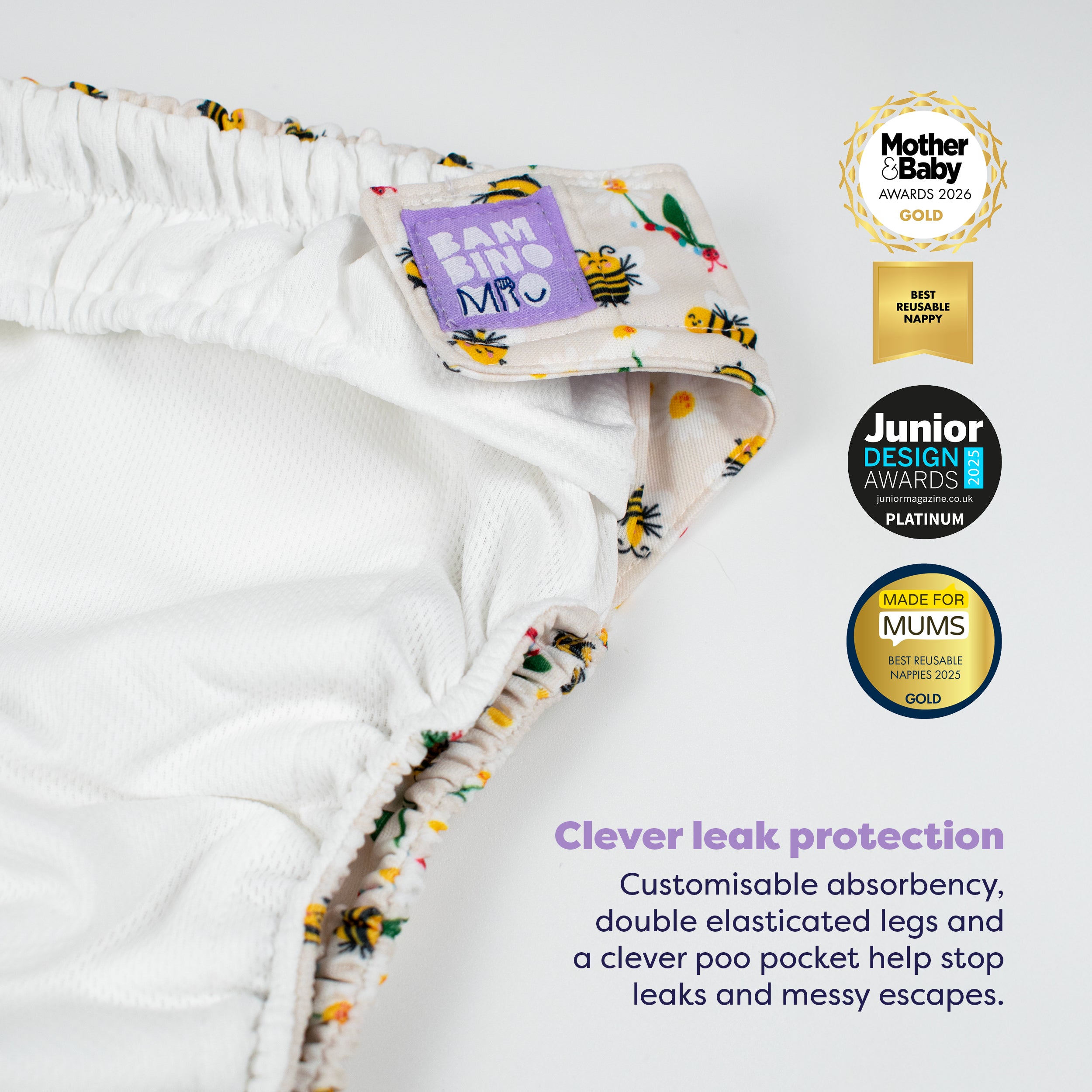 Revolutionary Reusable Diaper in Busy Bees - Bambino Mio (EU)