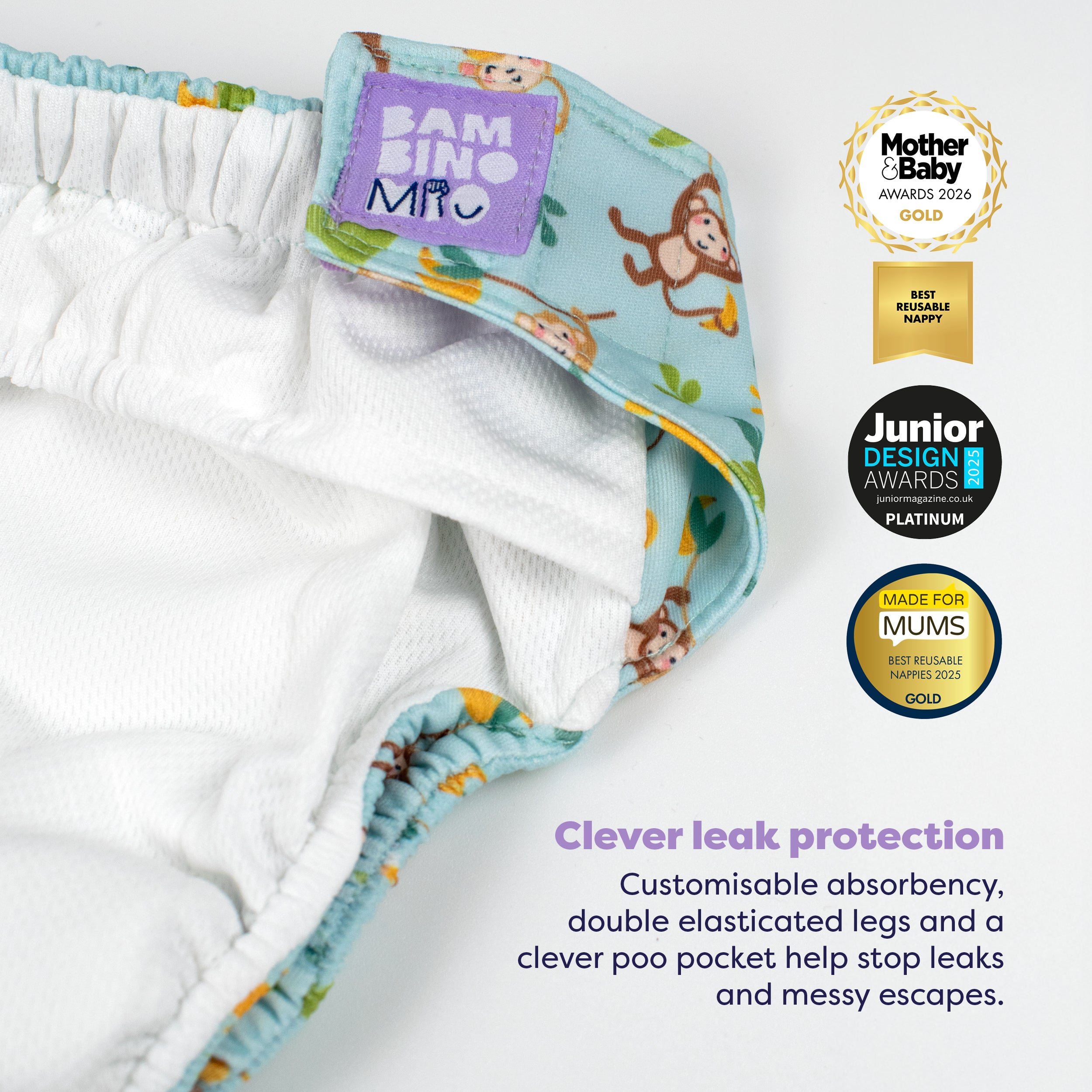 Revolutionary Reusable Diaper in Cheeky Monkeys - Bambino Mio (EU)