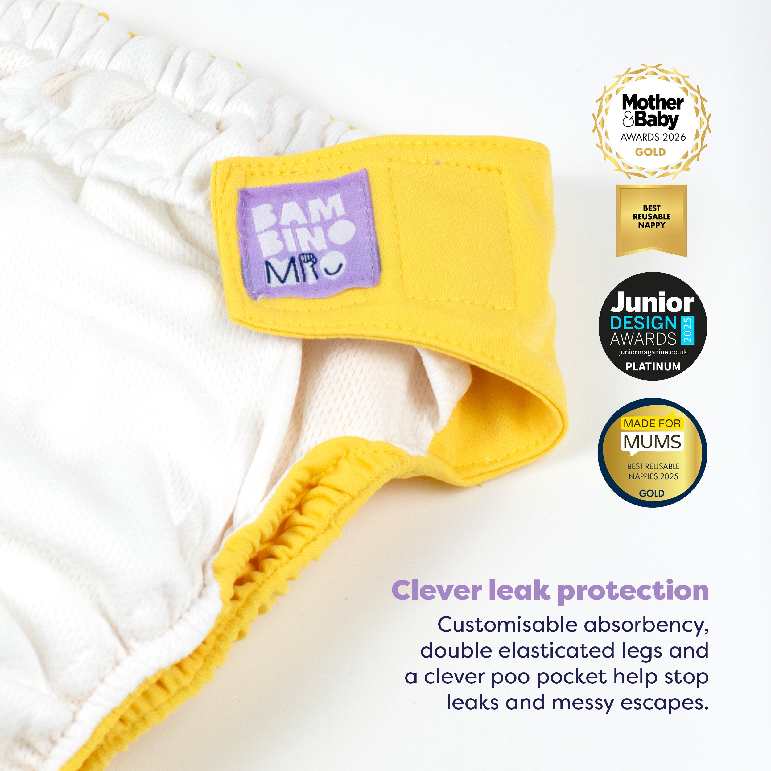 Revolutionary Reusable Diaper in Yellow - Bambino Mio (EU)