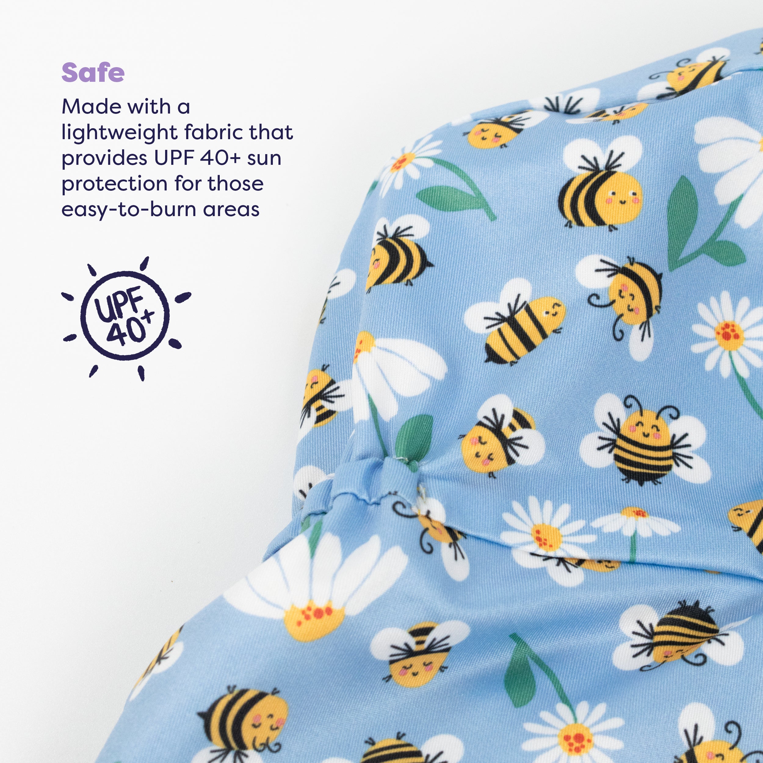 UPF 40+ Reversible Swim Hat for Babies and Toddlers in Busy Bees - Bambino Mio (EU)