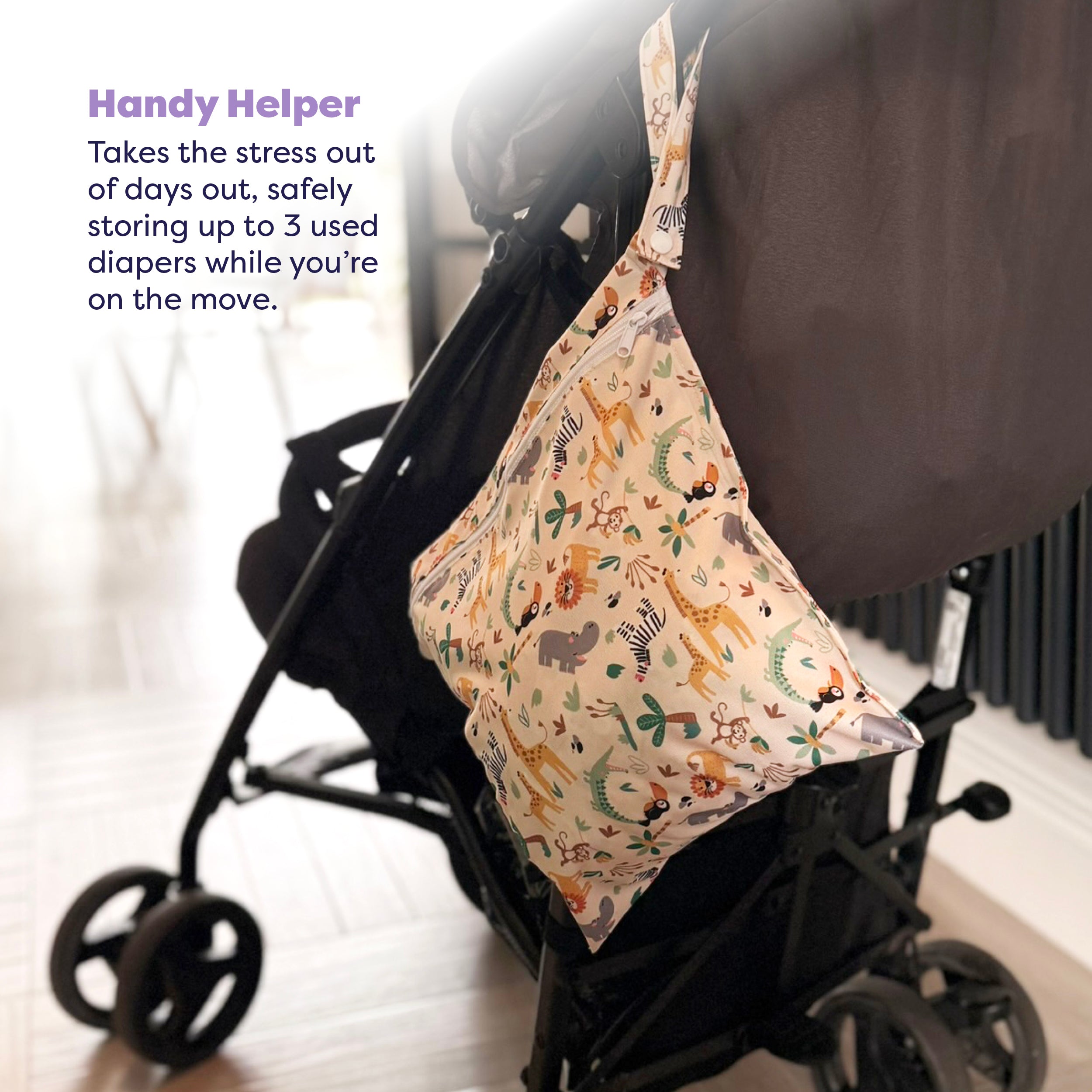 Out and About Waterproof Wet Diaper Bag in Safari Squad - Bambino Mio (EU)