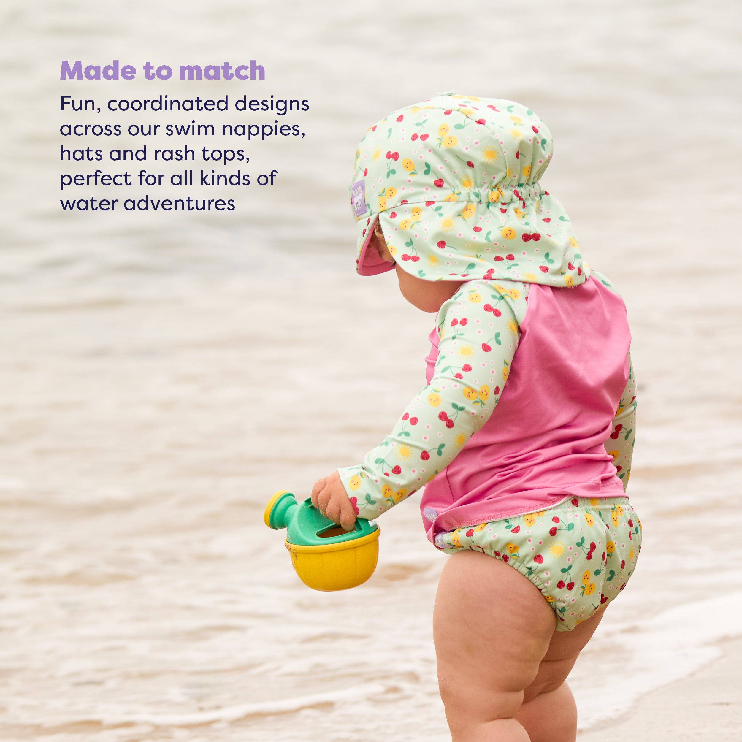 UPF 40+ Soft and Gentle Protective Beach Rash Vest in Juicy Fruit - Bambino Mio (EU)
