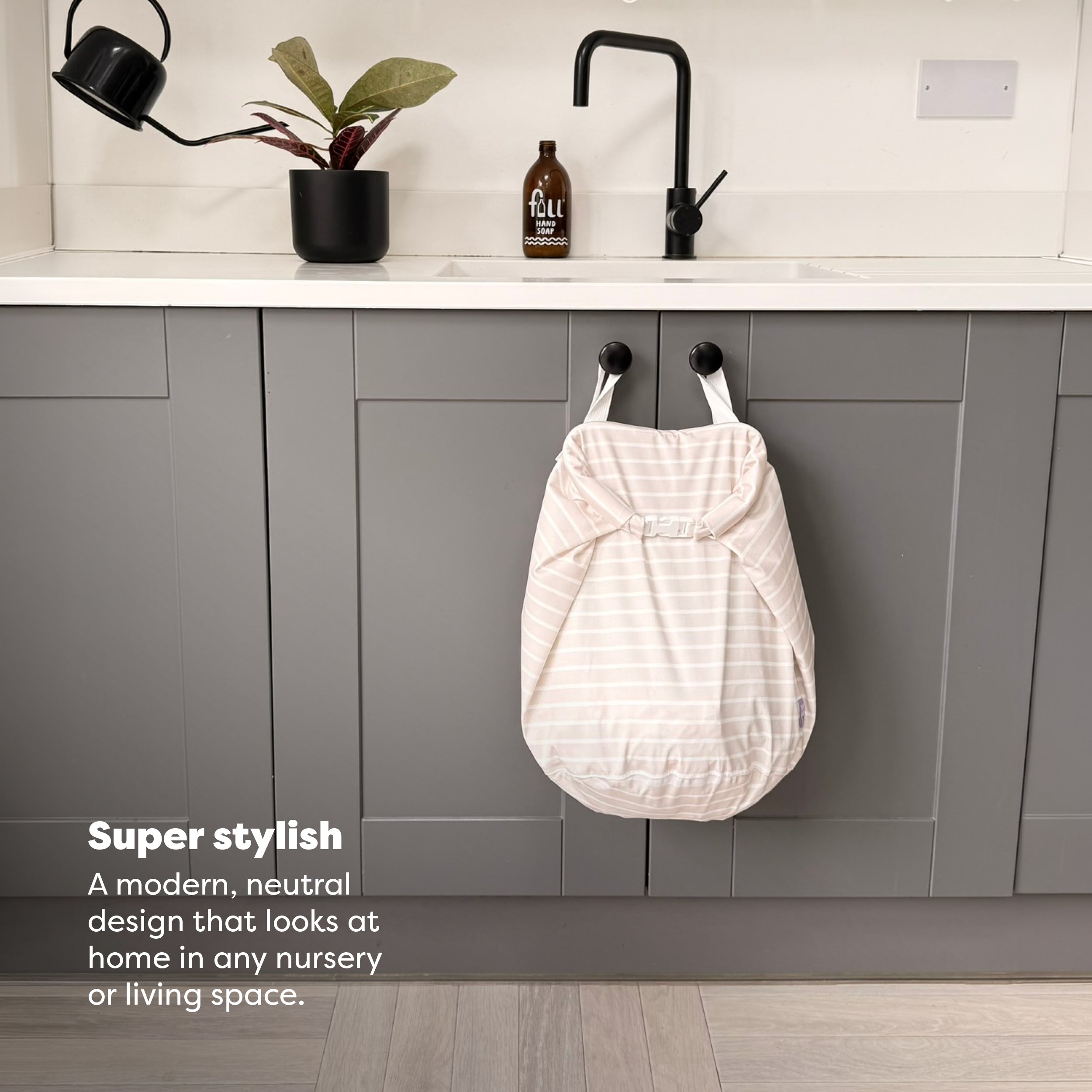 Stay-At-Home Wet Diaper Bag in Neutral Stripe - Bambino Mio (EU)