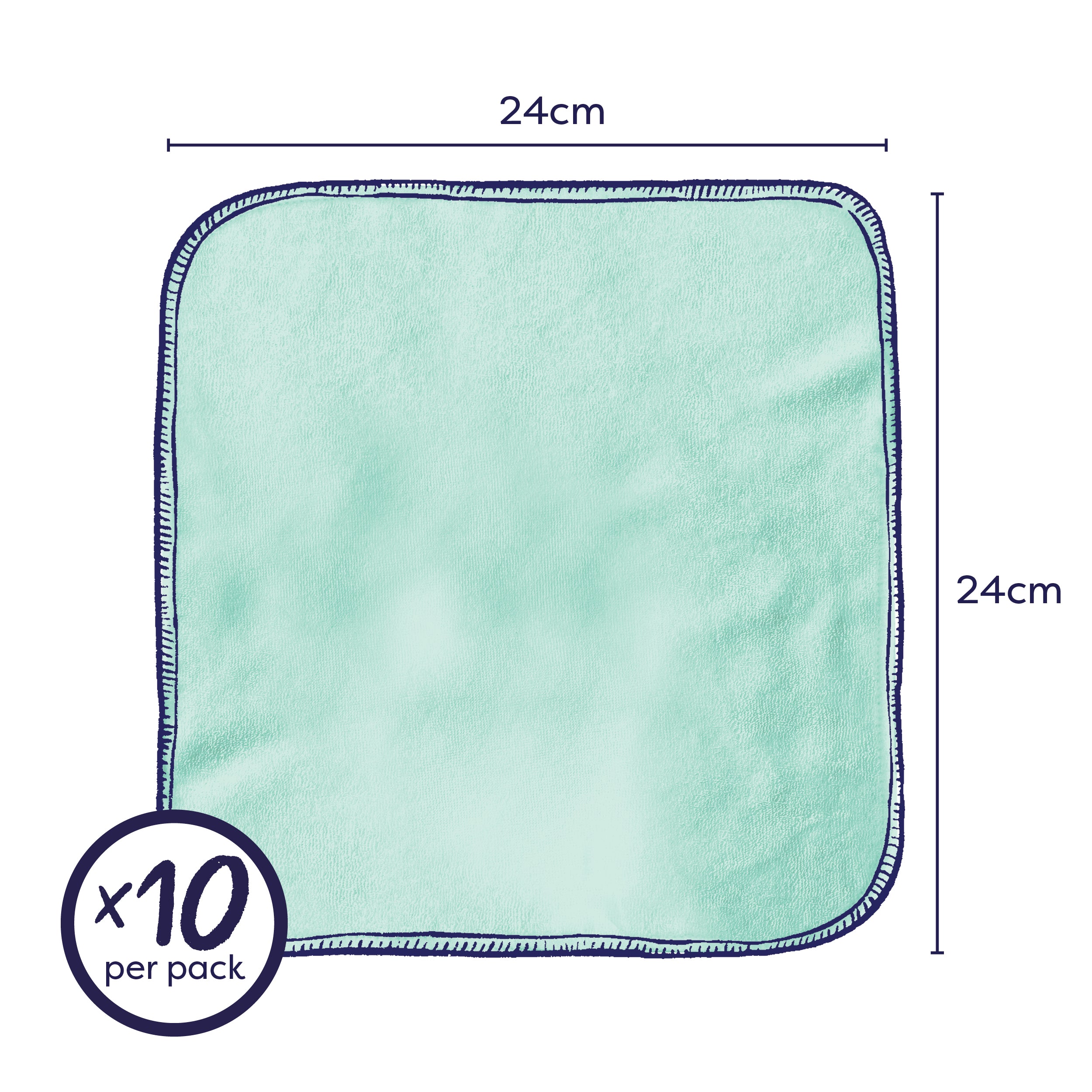 Reusable Baby Wipes for Sensitive Skin 10 Pack in Cloud - Bambino Mio (EU)