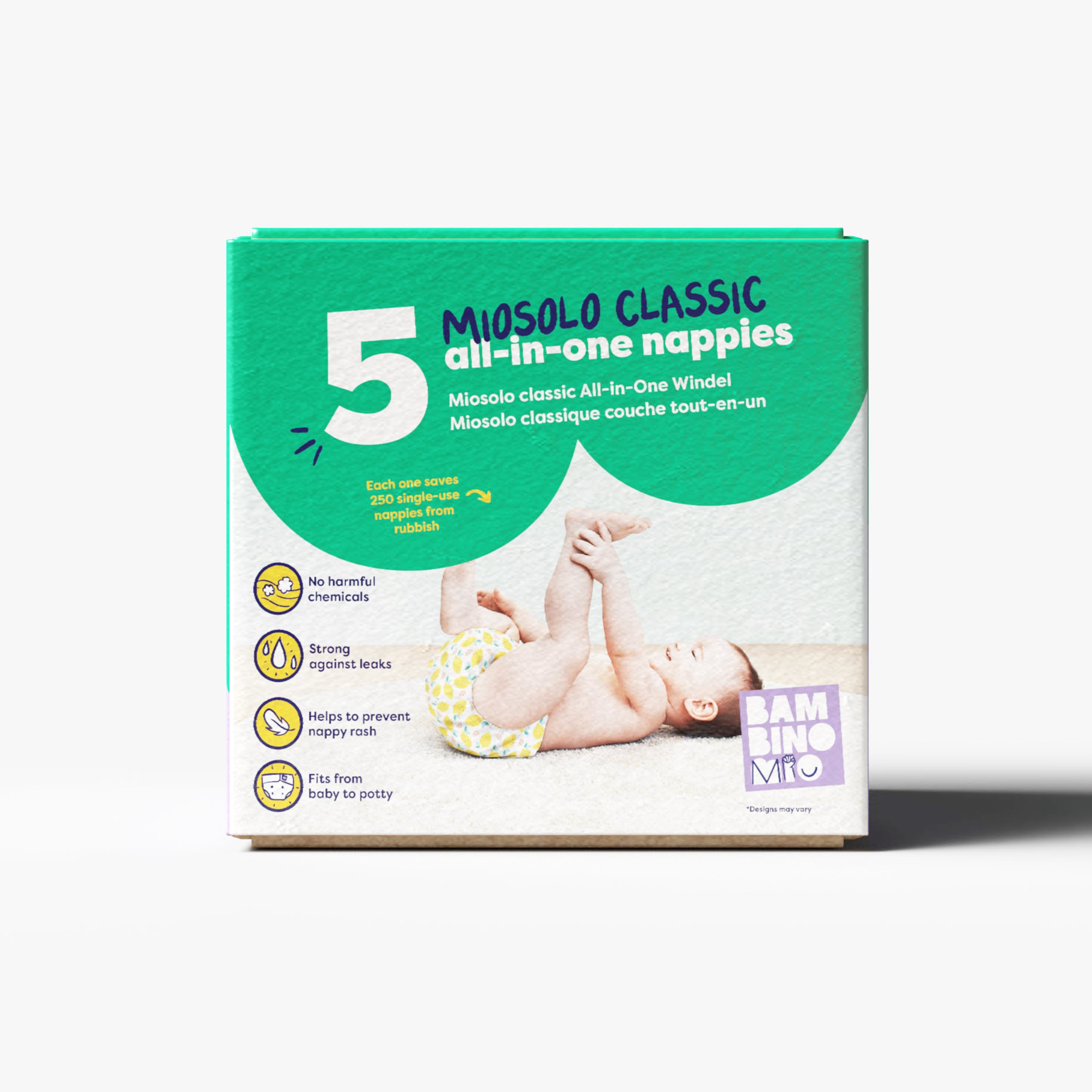 5 Pack Miosolo All-in-One Reusable Diaper in Animal - Bambino Mio (EU)
