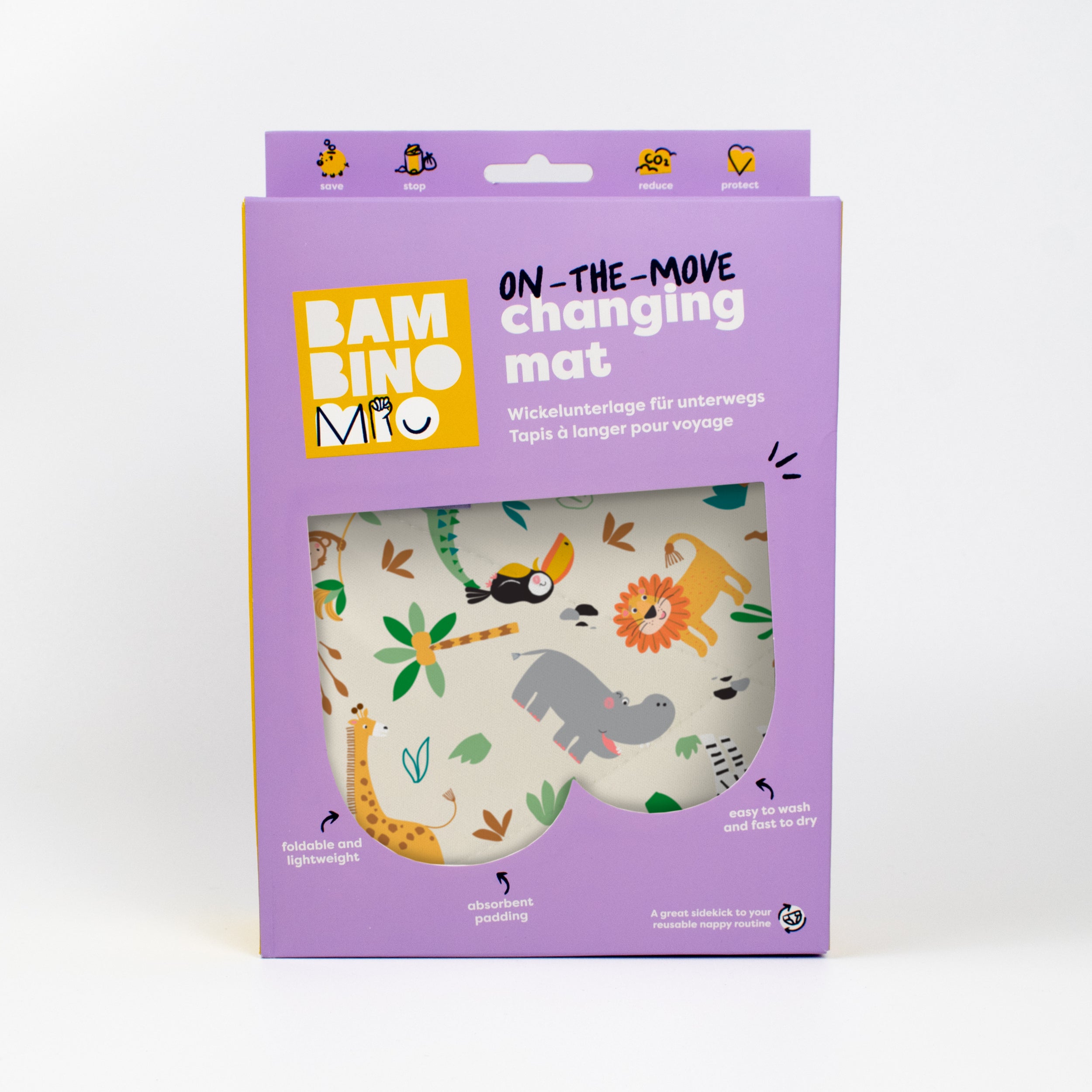 On-The-Move Baby Changing Mat in Safari Squad - Bambino Mio (EU)
