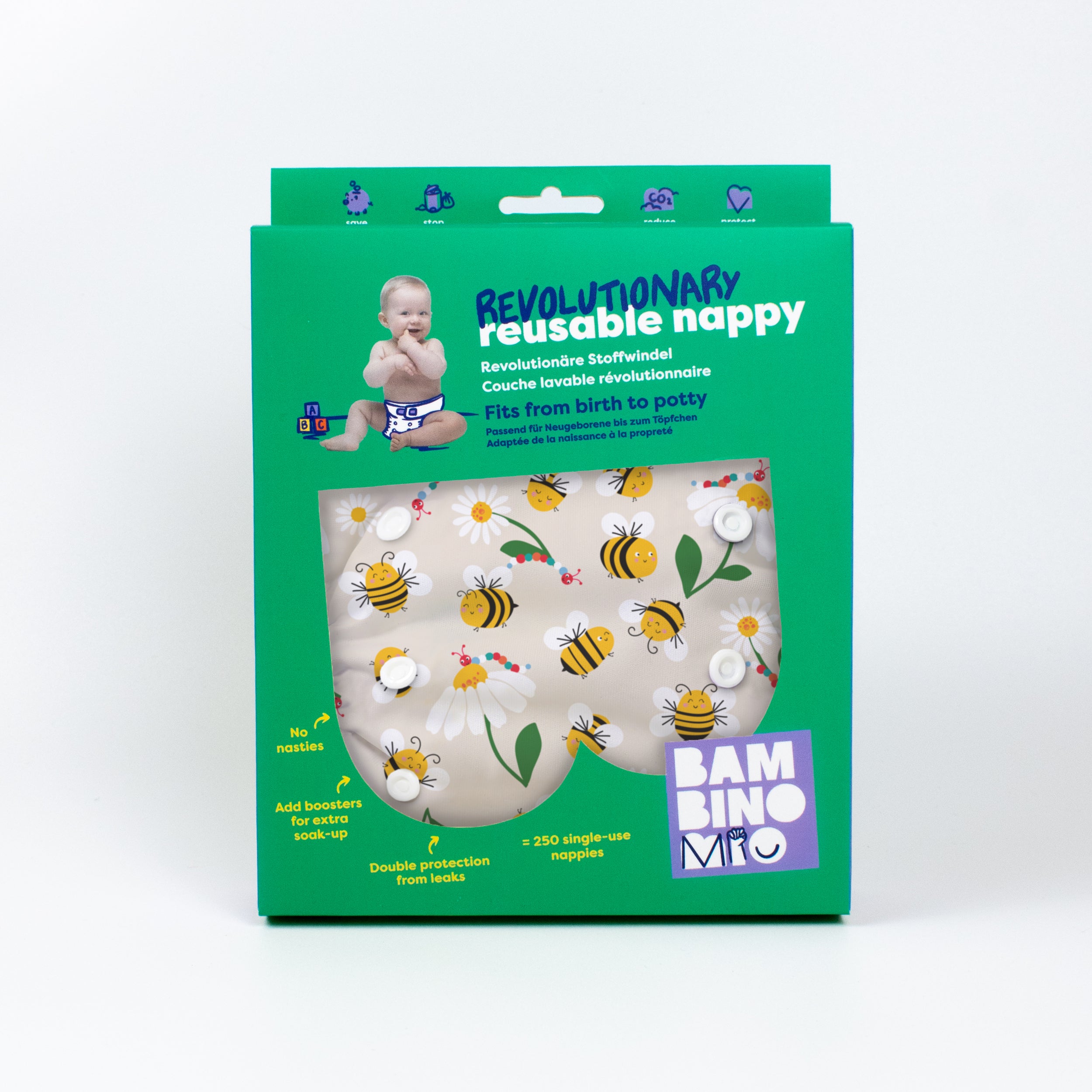 Revolutionary Reusable Diaper in Busy Bees - Bambino Mio (EU)