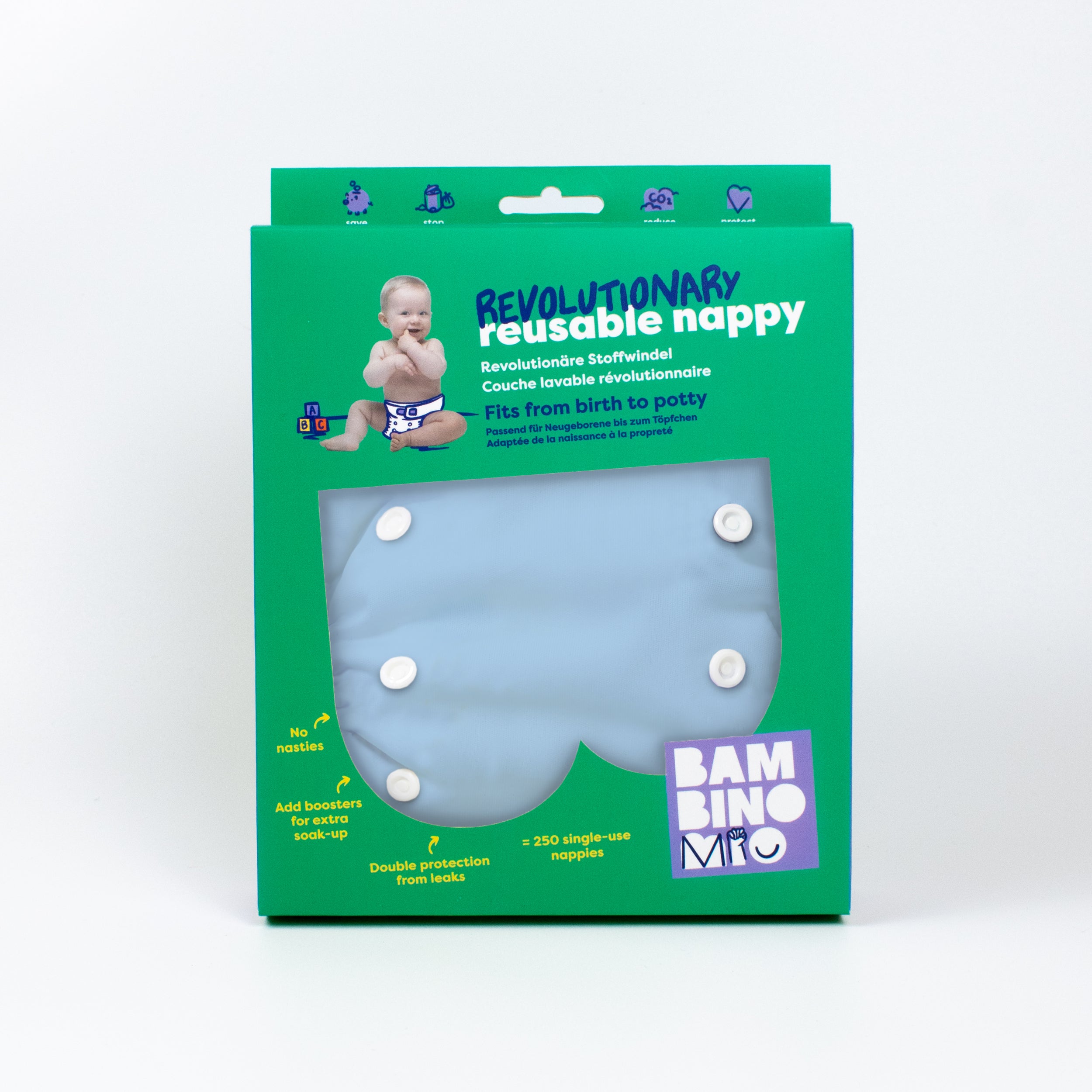 Revolutionary Reusable Diaper in Blue - Bambino Mio (EU)