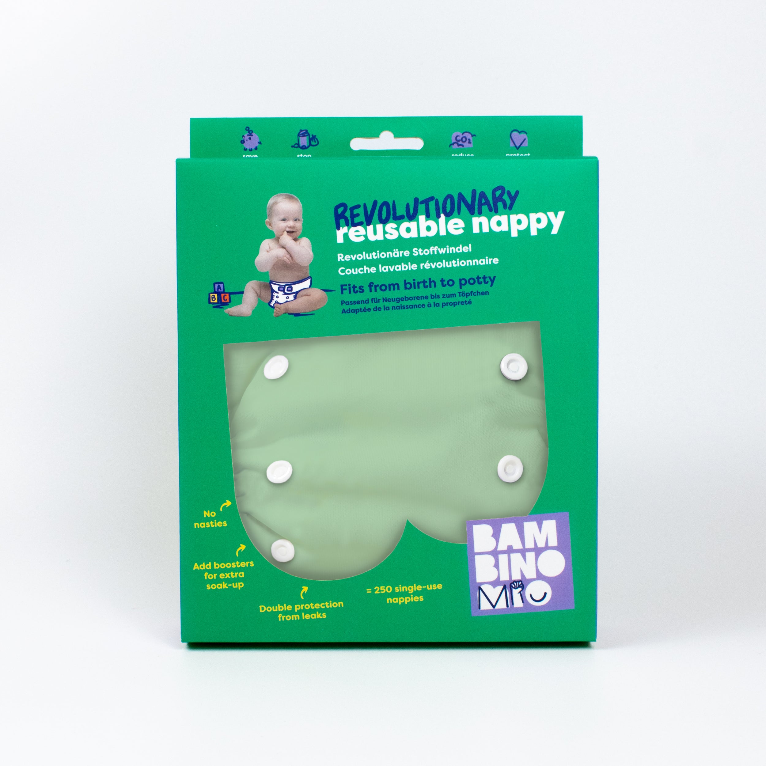Revolutionary Reusable Diaper in Mint - Bambino Mio (EU)