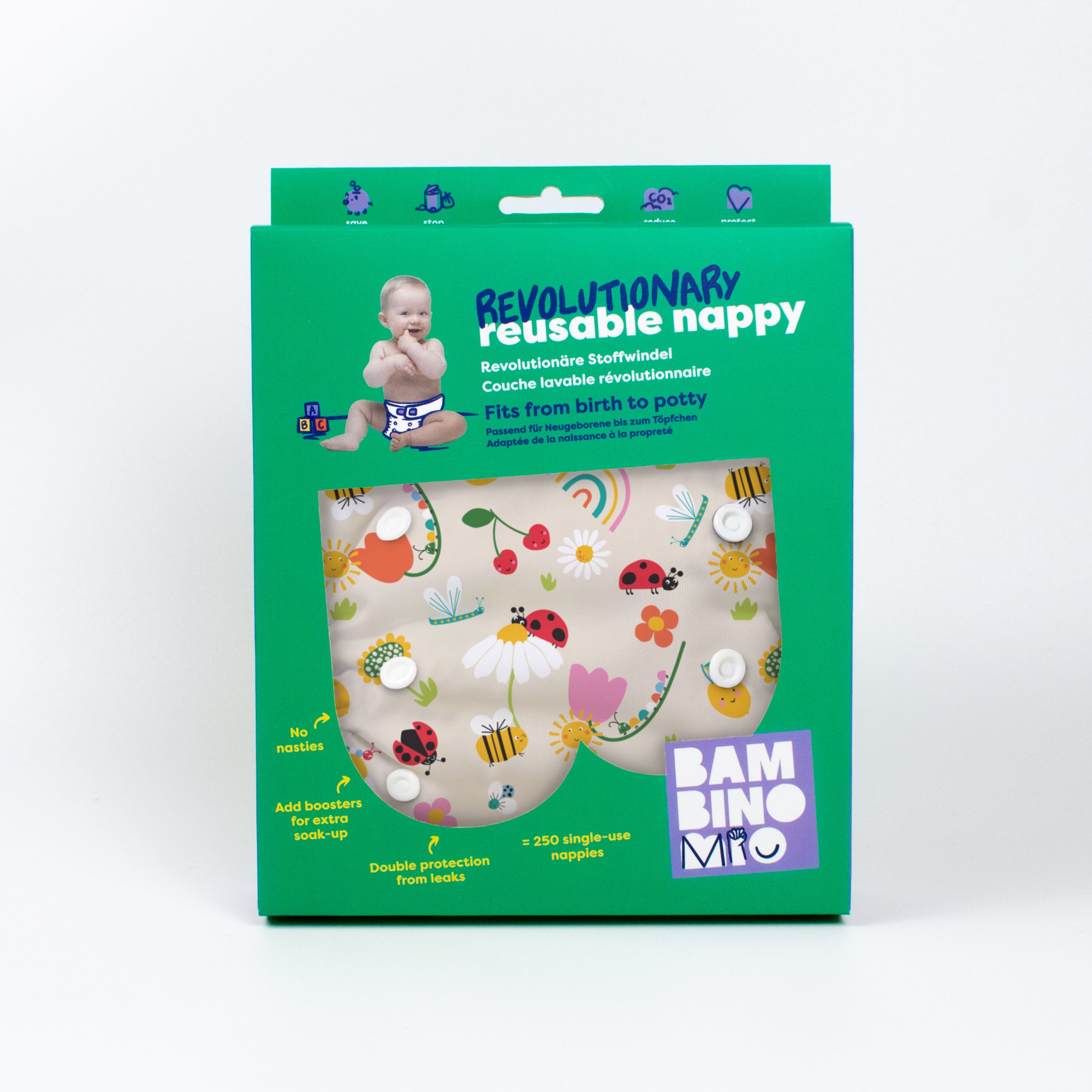 Revolutionary Reusable Diaper in Sunshine Friends - Bambino Mio (EU)
