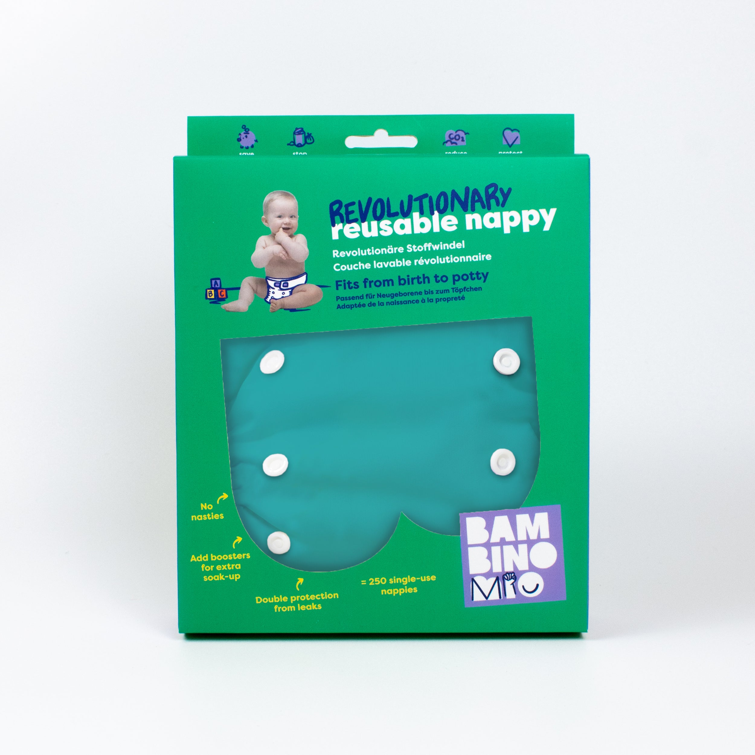 Revolutionary Reusable Diaper in Teal - Bambino Mio (EU)