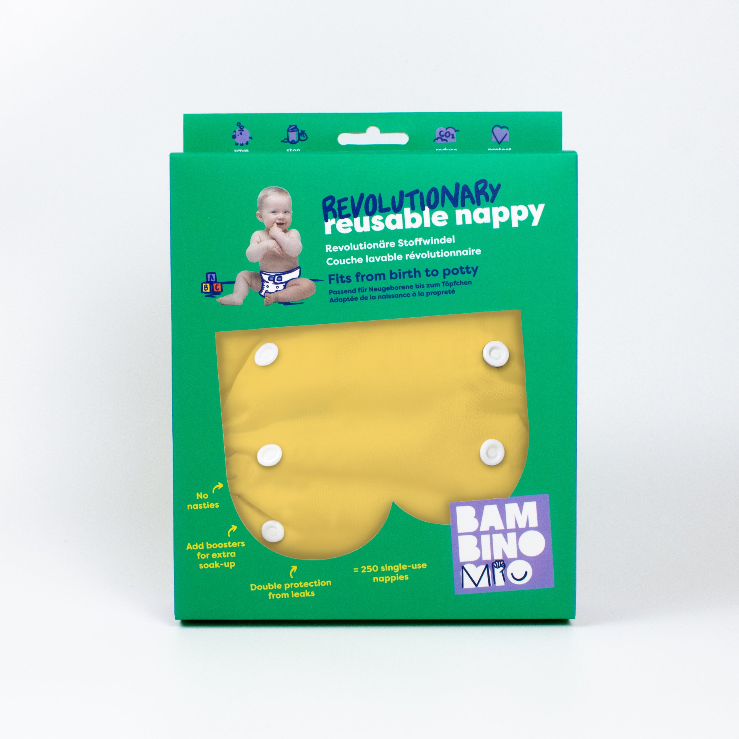Revolutionary Reusable Diaper in Yellow - Bambino Mio (EU)