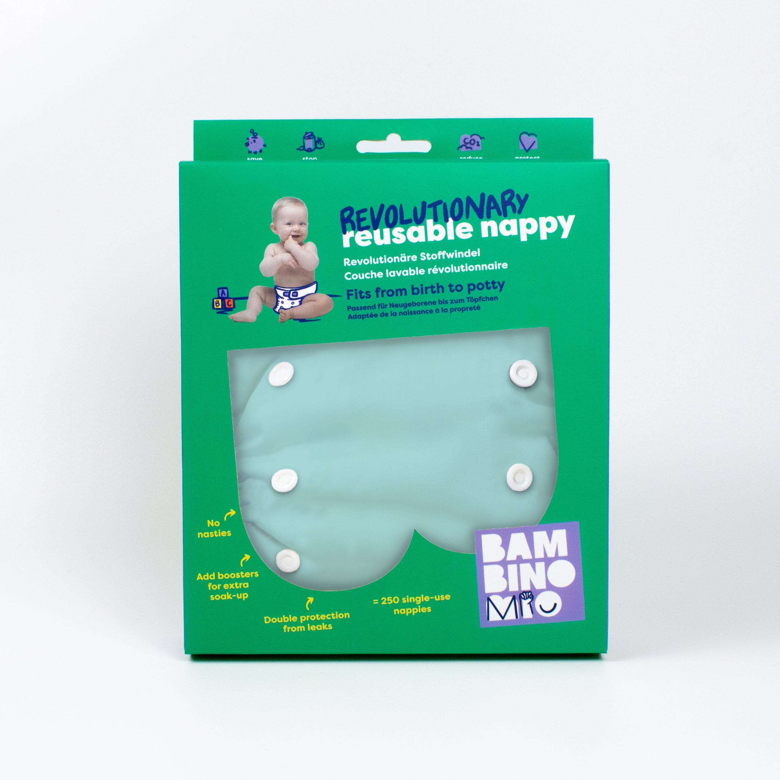 Revolutionary Reusable Diaper in Aqua - Bambino Mio (EU)