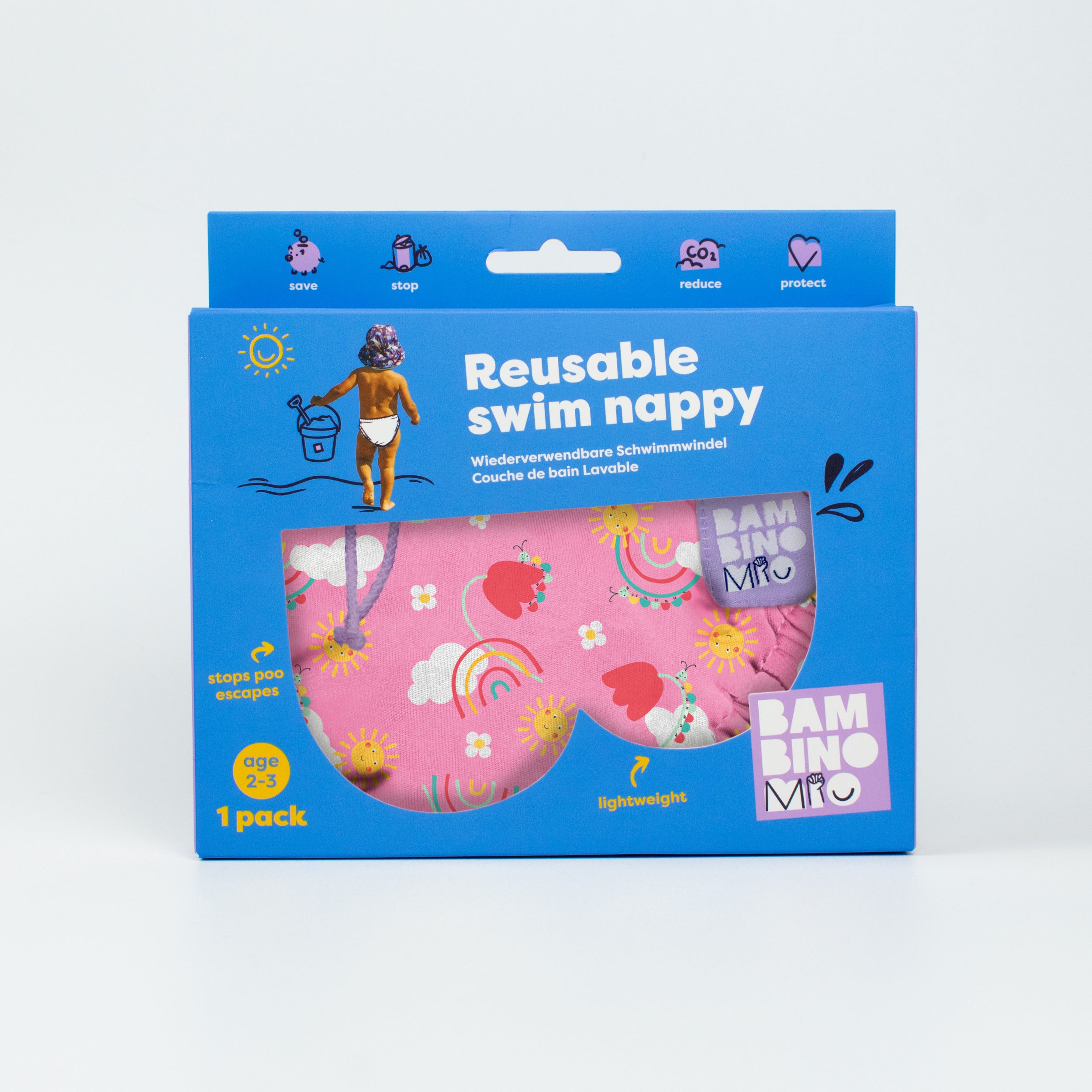 Fralda de banho reutilizável na coleção Happy Days