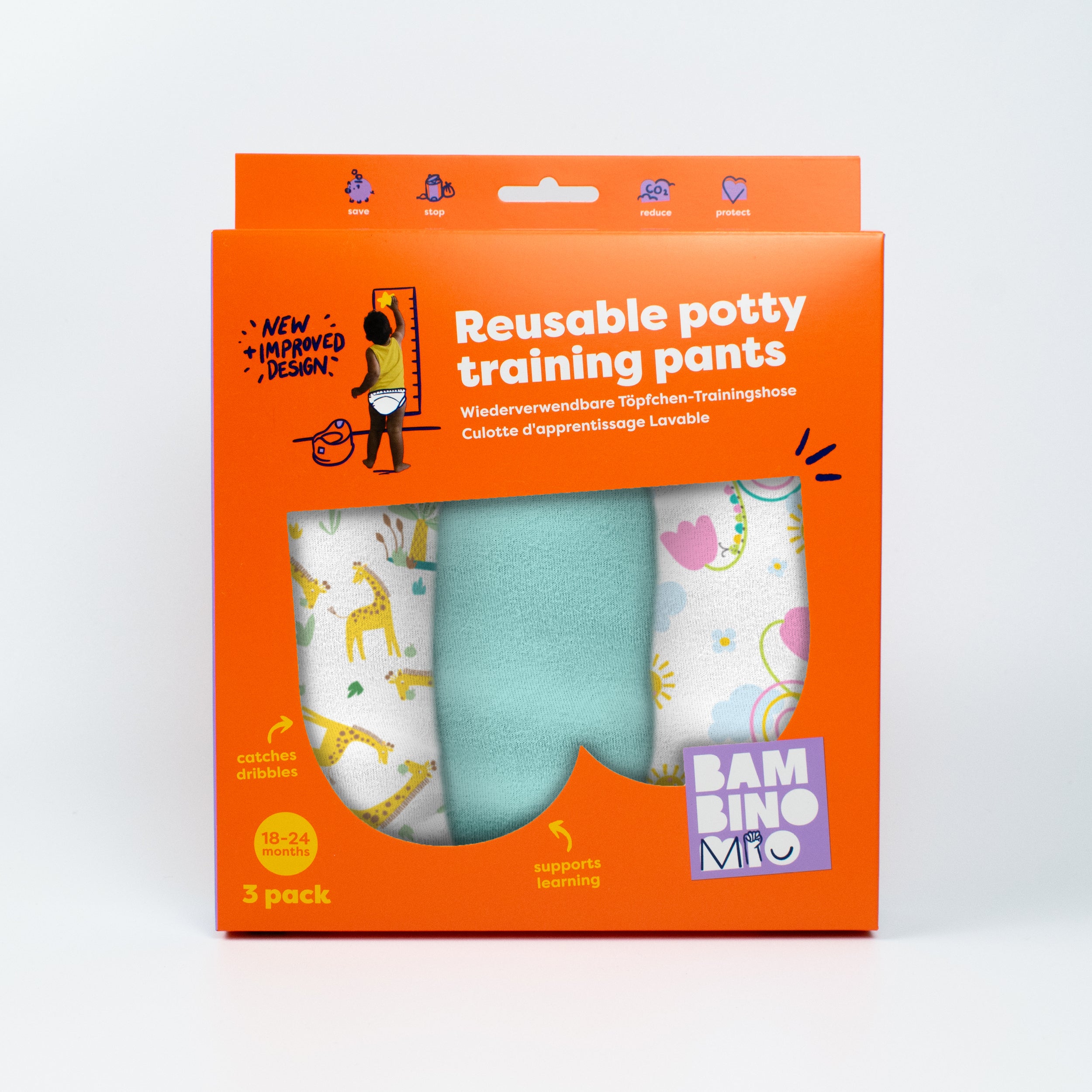 NEW: Reusable Potty Training Pants 3 Pack in Beary Blue Skies - Elite - Bambino Mio (EU)