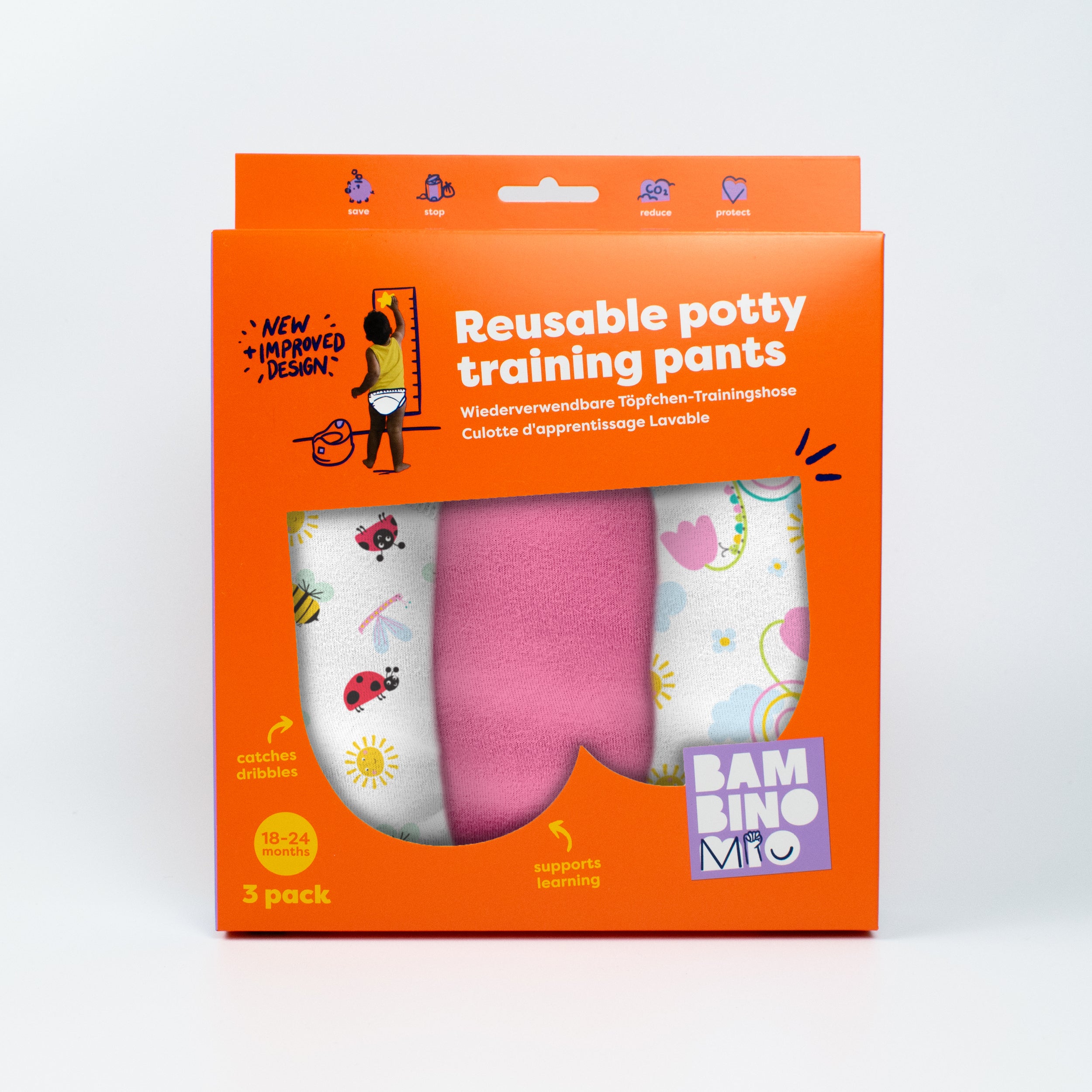 NEW: Reusable Potty Training Pants 3 Pack in Garden Party - Elite - Bambino Mio (EU)