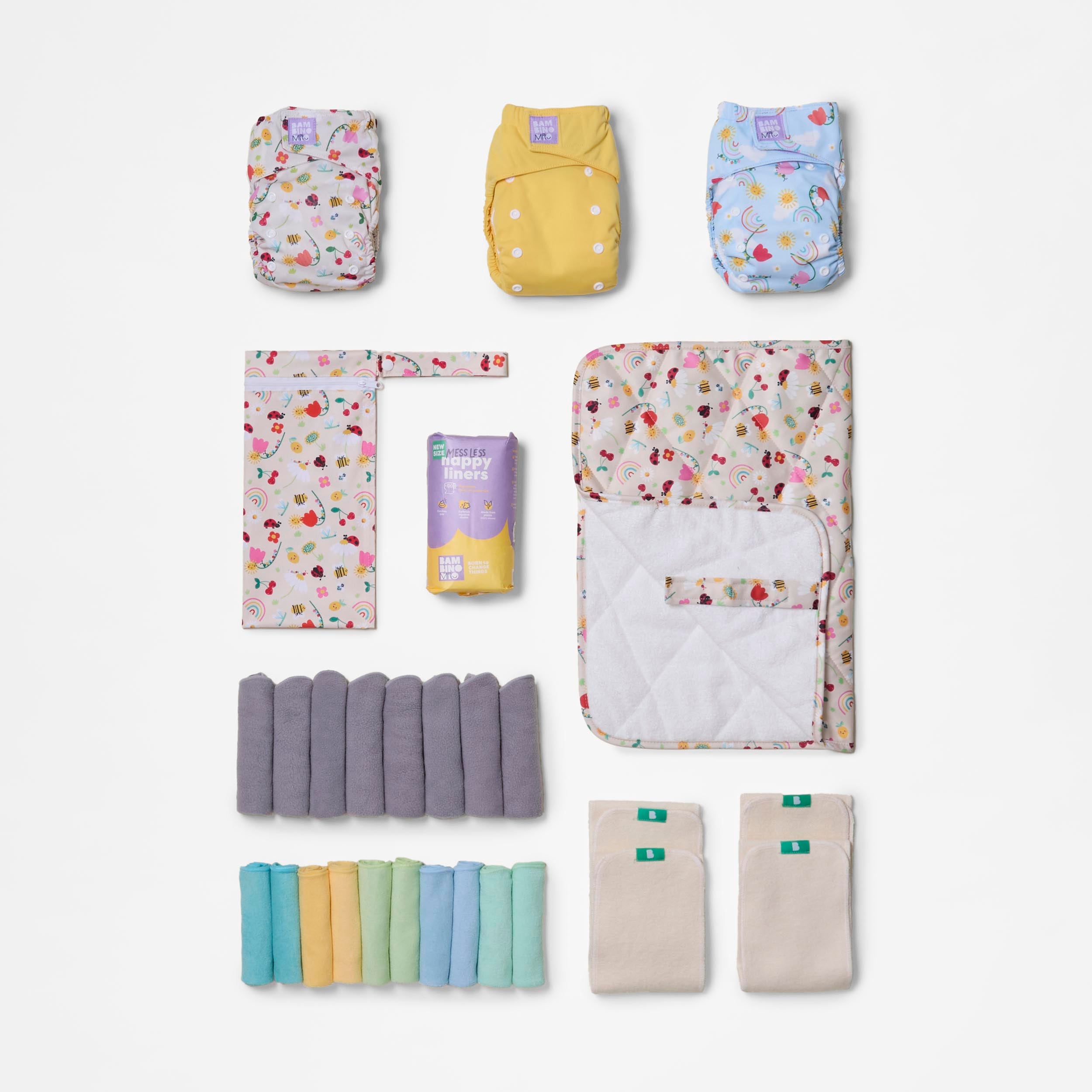 The Day-Out Reusable Nappy Bundle in Garden Party - Bambino Mio (EU)