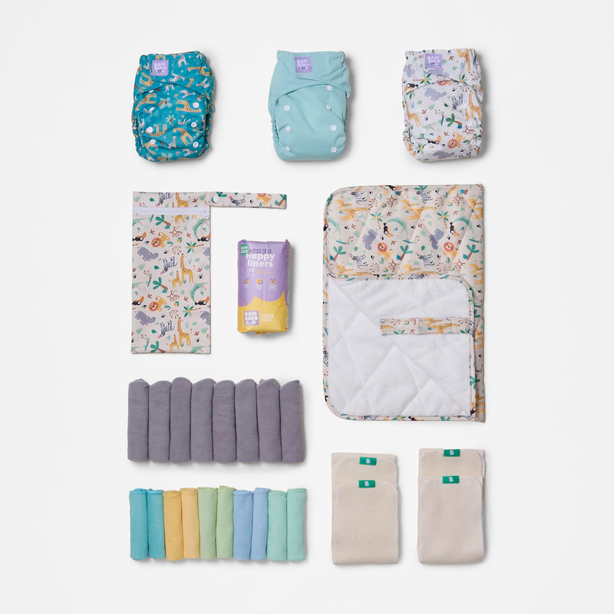 The Day-Out Reusable Nappy Bundle in Wild Life - Bambino Mio (EU)