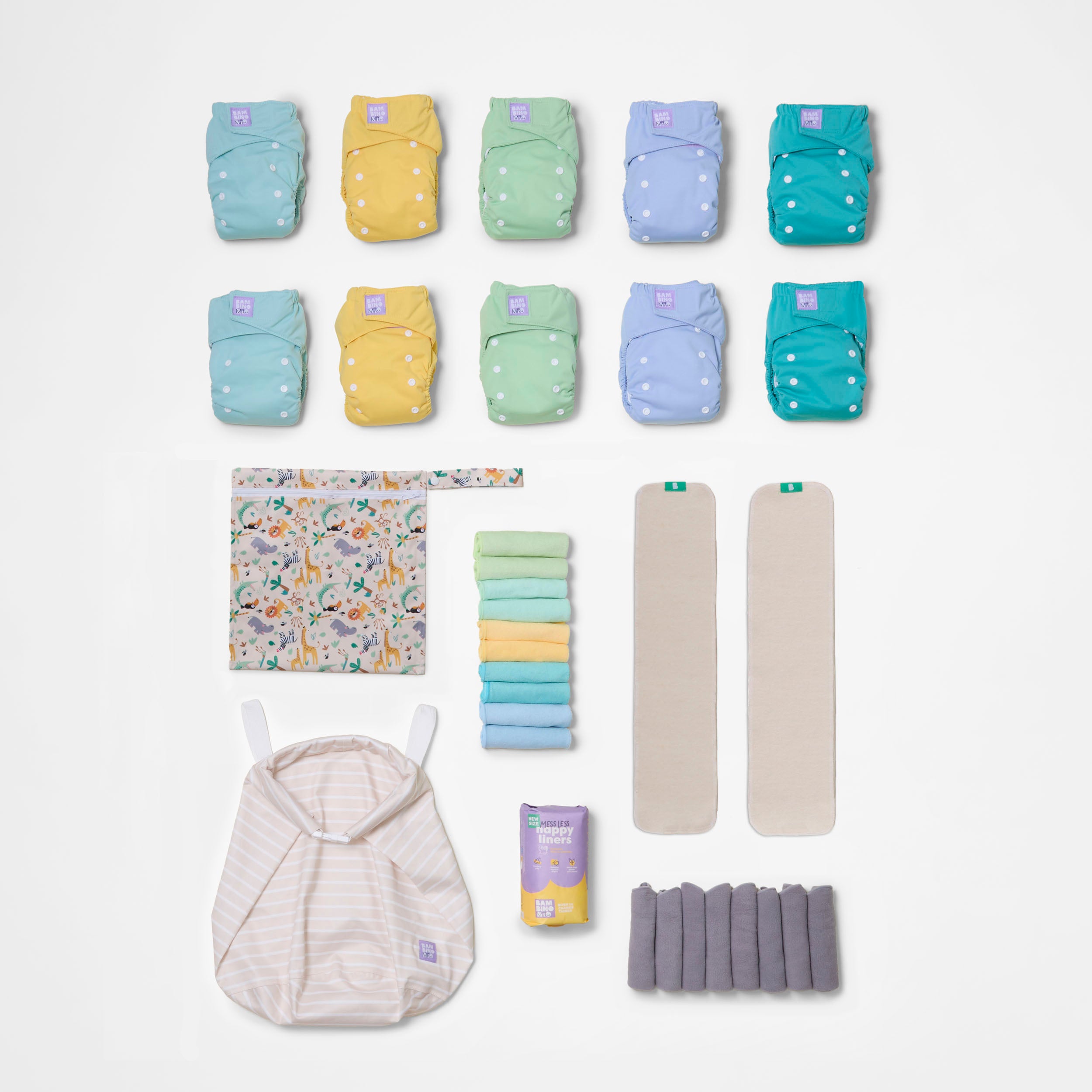 The Essentials Reusable Diaper Bundle in Paintbox Pastels - Bambino Mio (EU)
