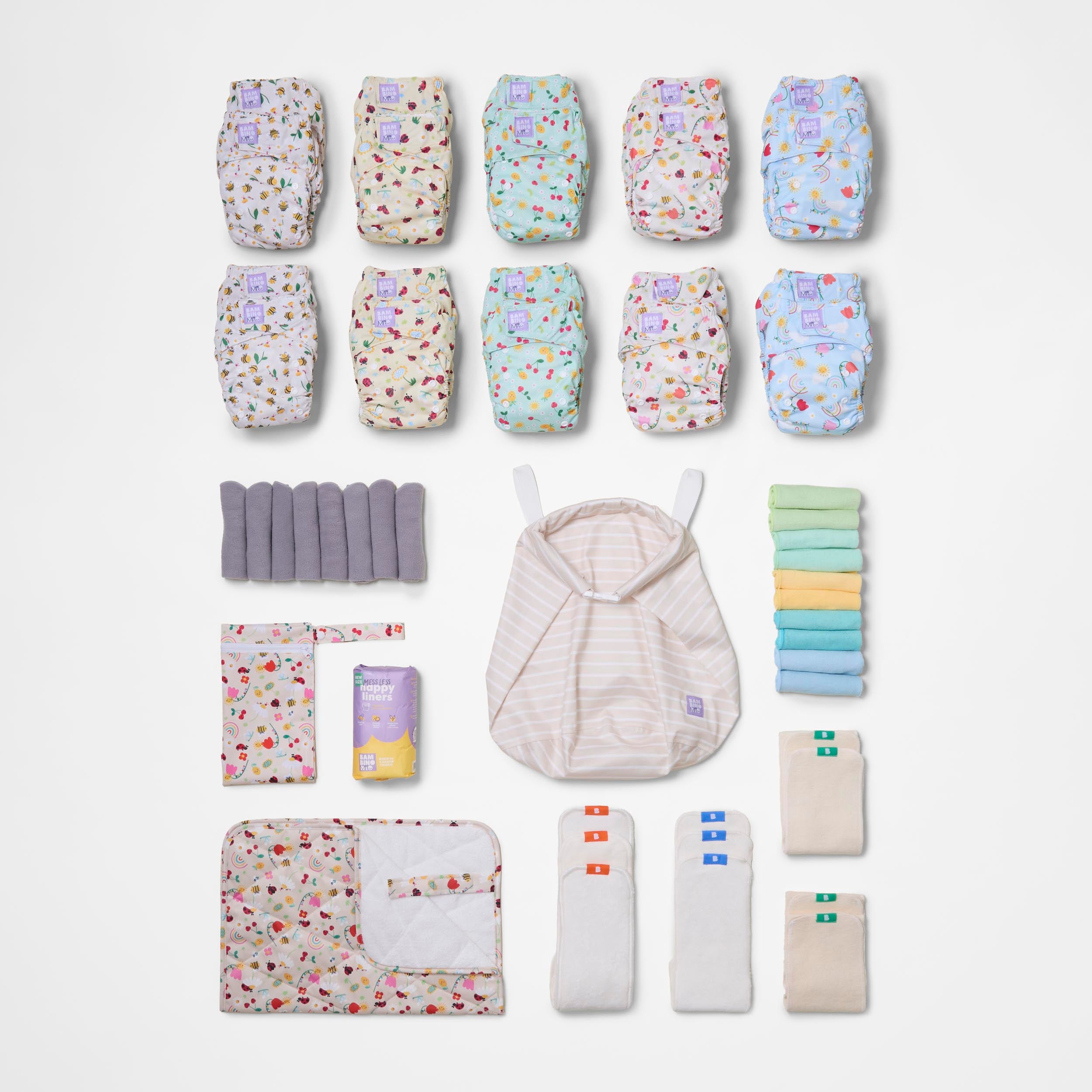 The Everything Reusable Nappy Bundle in Garden Party - Bambino Mio (EU)