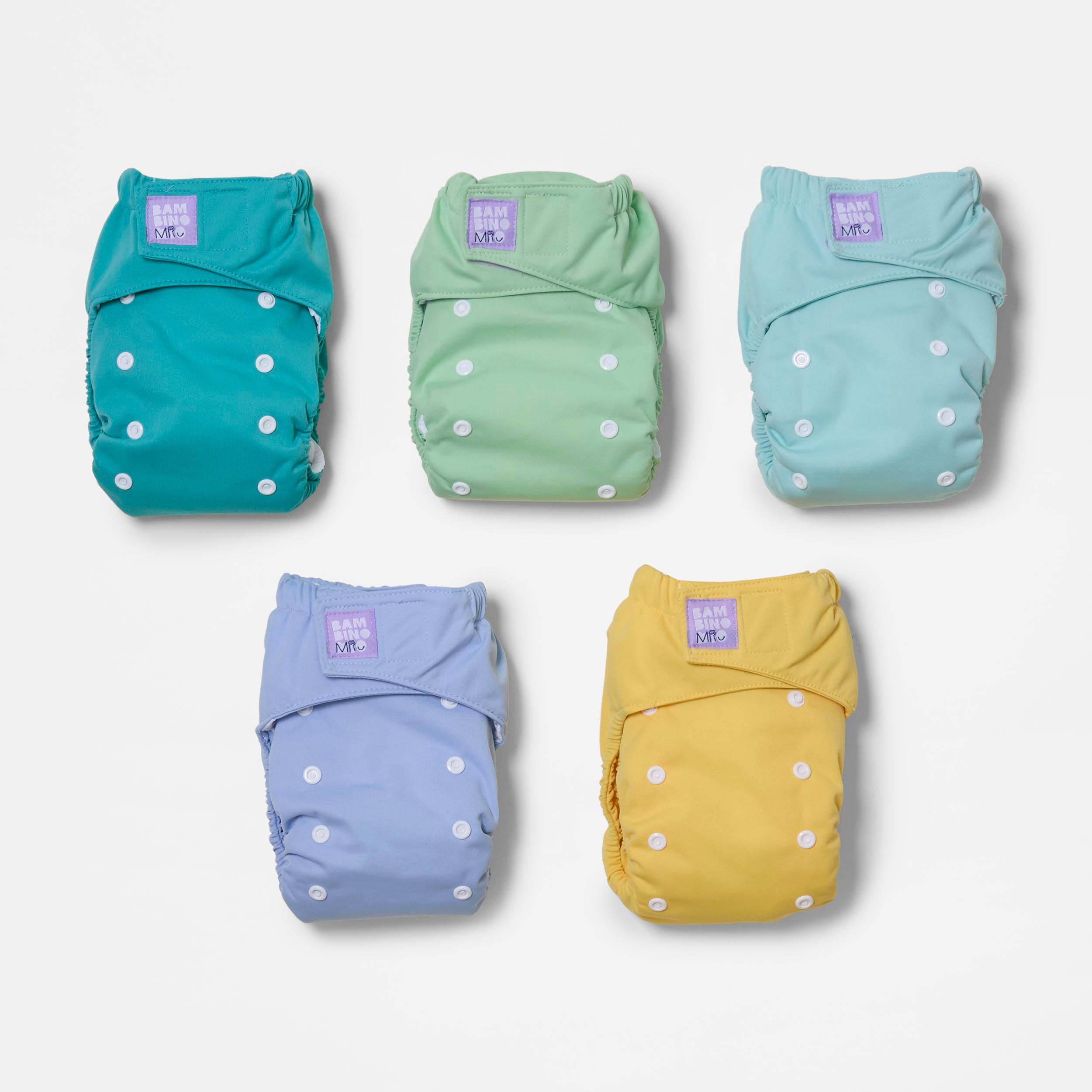 5 Pack Revolutionary Reusable Diaper Bundle in Paintbox Pastels - Bambino Mio (EU)
