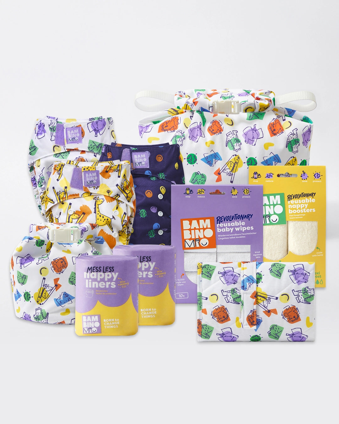 Reusable Diaper Bundle (Newborn to toddler) - Bold - Bambino Mio (EU)