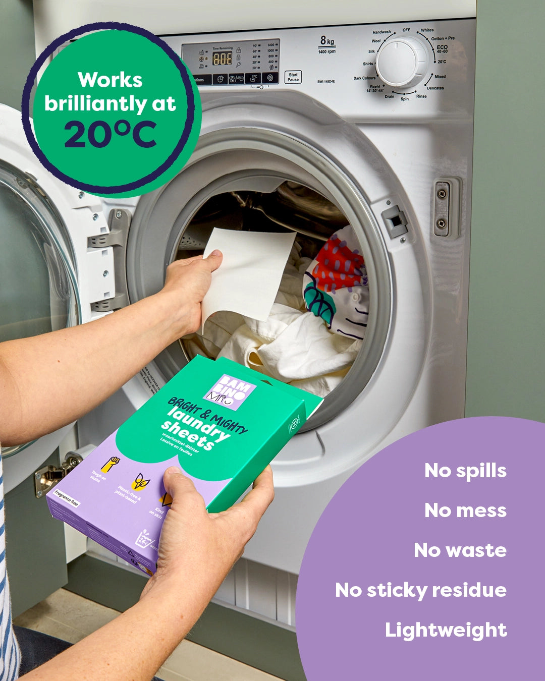 Bright & Mighty Eco-Friendly Laundry Sheets - Bambino Mio (EU)