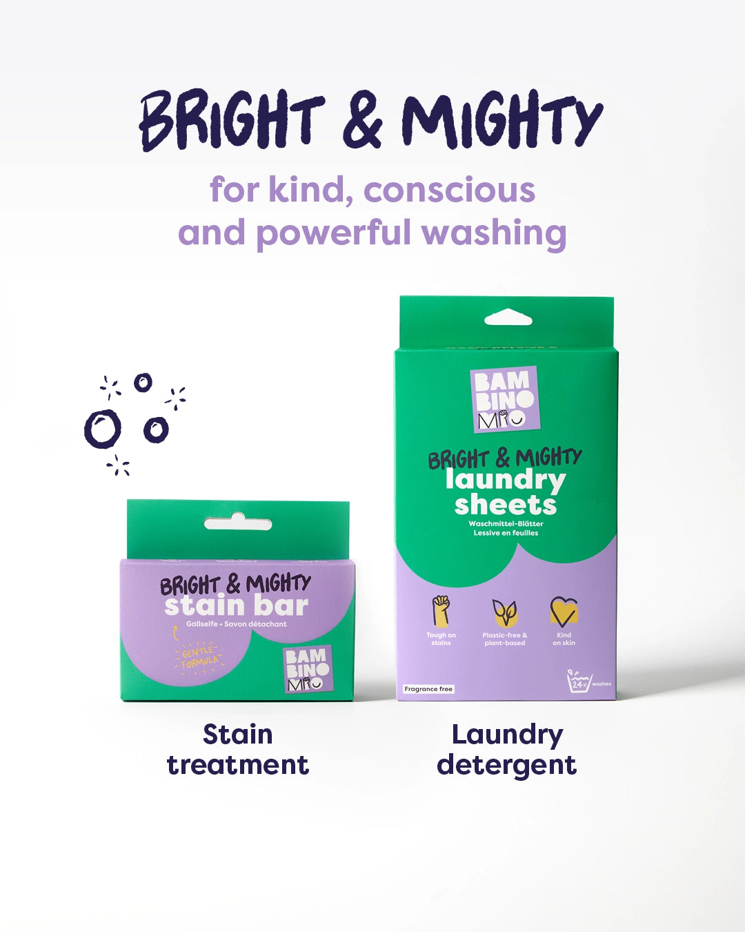 Bright & Mighty Eco-Friendly Laundry Sheets - Bambino Mio (EU)