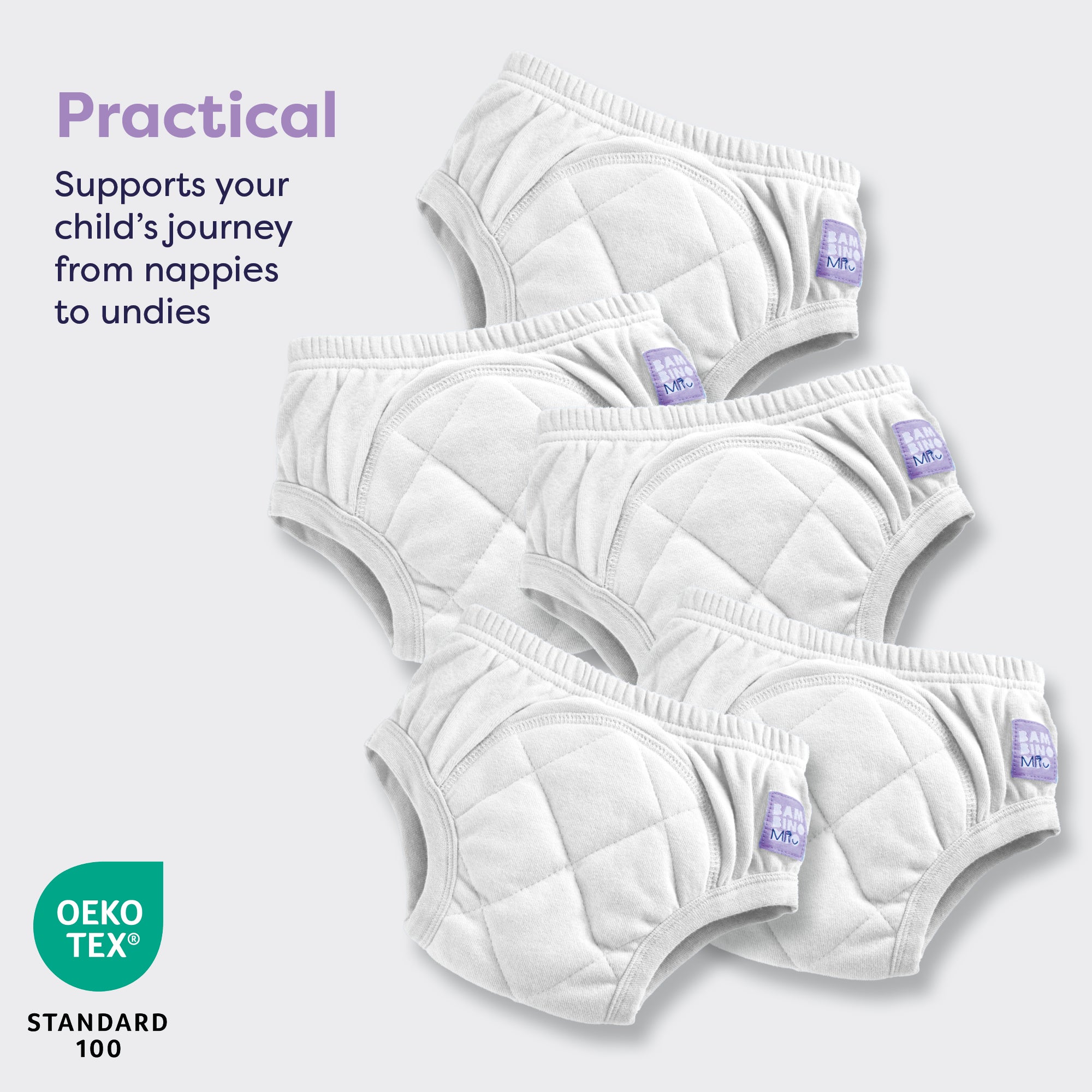 5 Pack Reusable Potty Training Pants in White - Bambino Mio (EU)