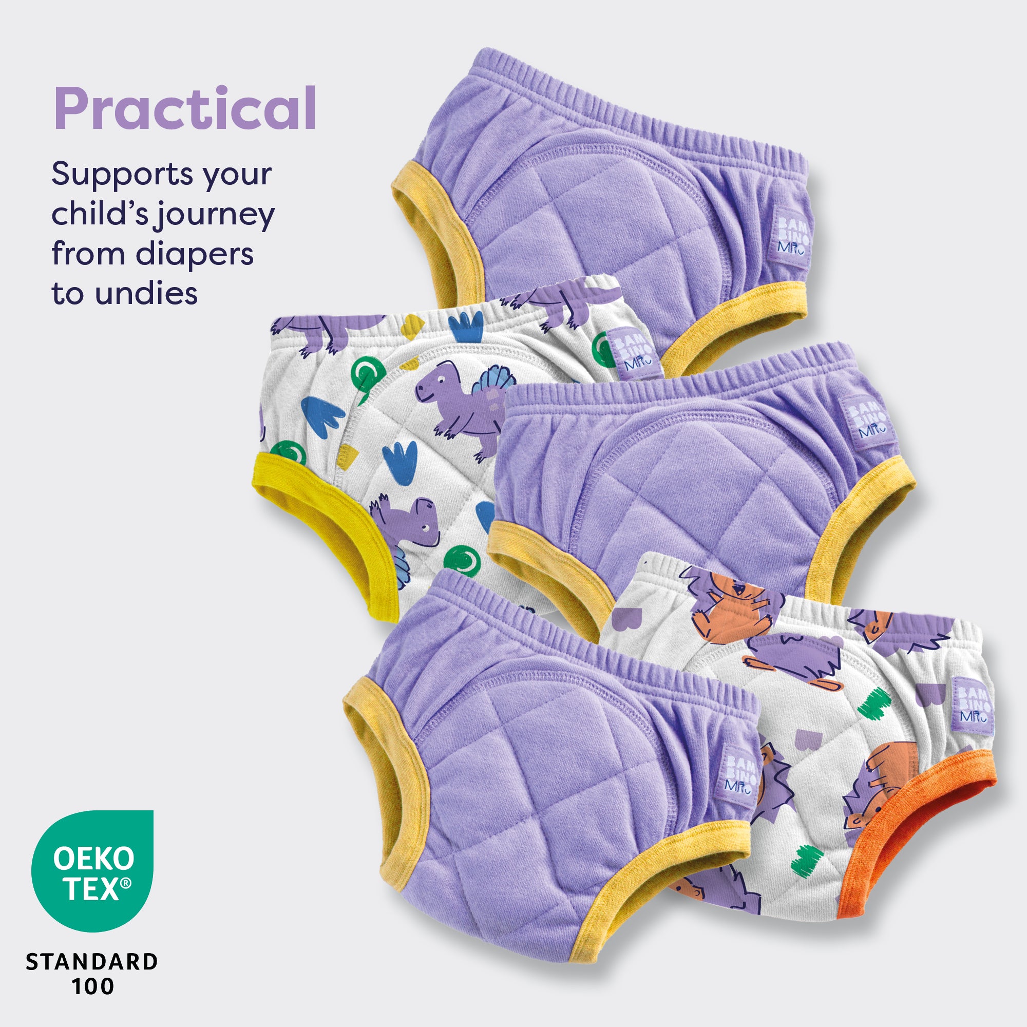 5 Pack Reusable Potty Training Pants in Purple Roar