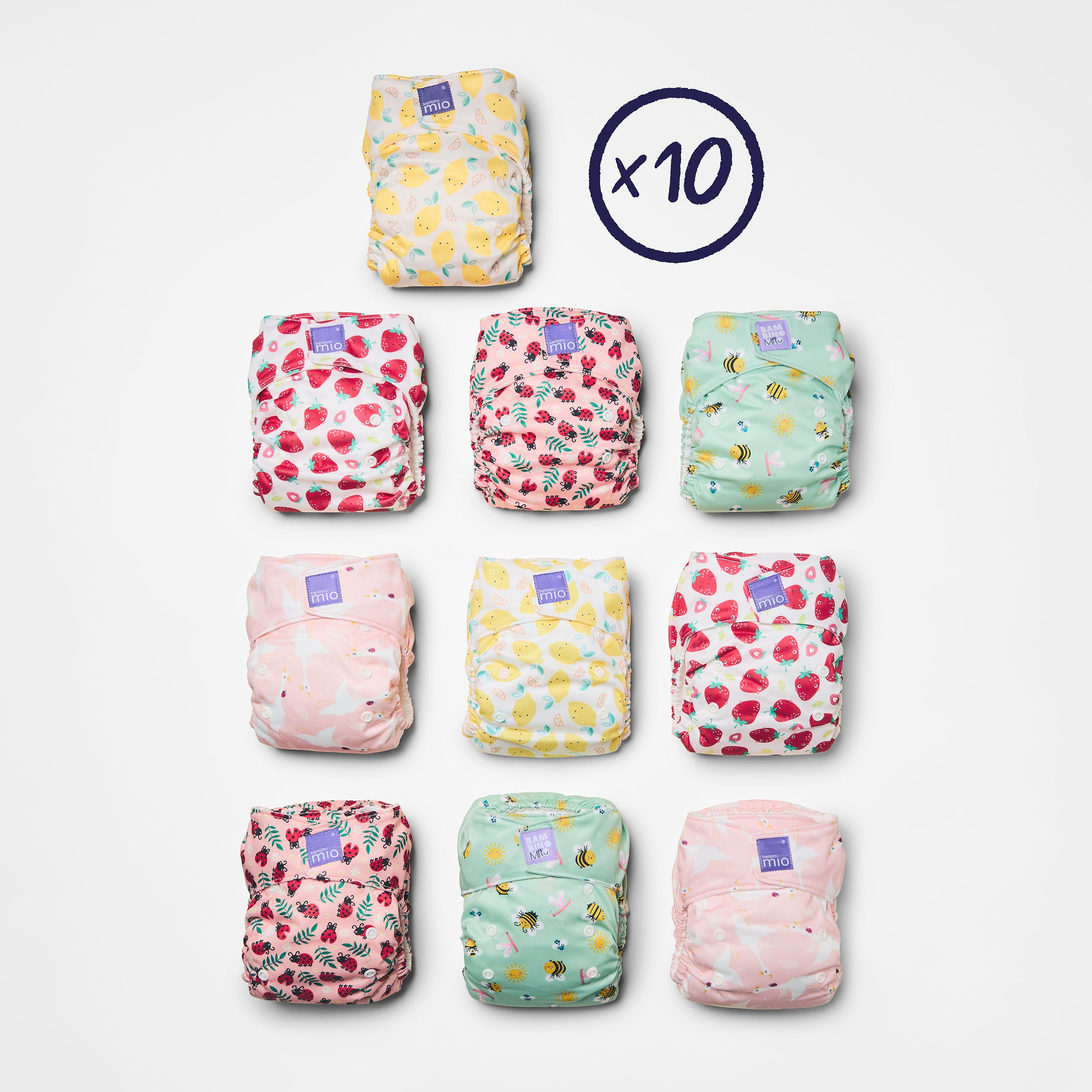 10 Pack Miosolo All-in-One Reusable Diaper in Bugs Life - Bambino Mio (EU)