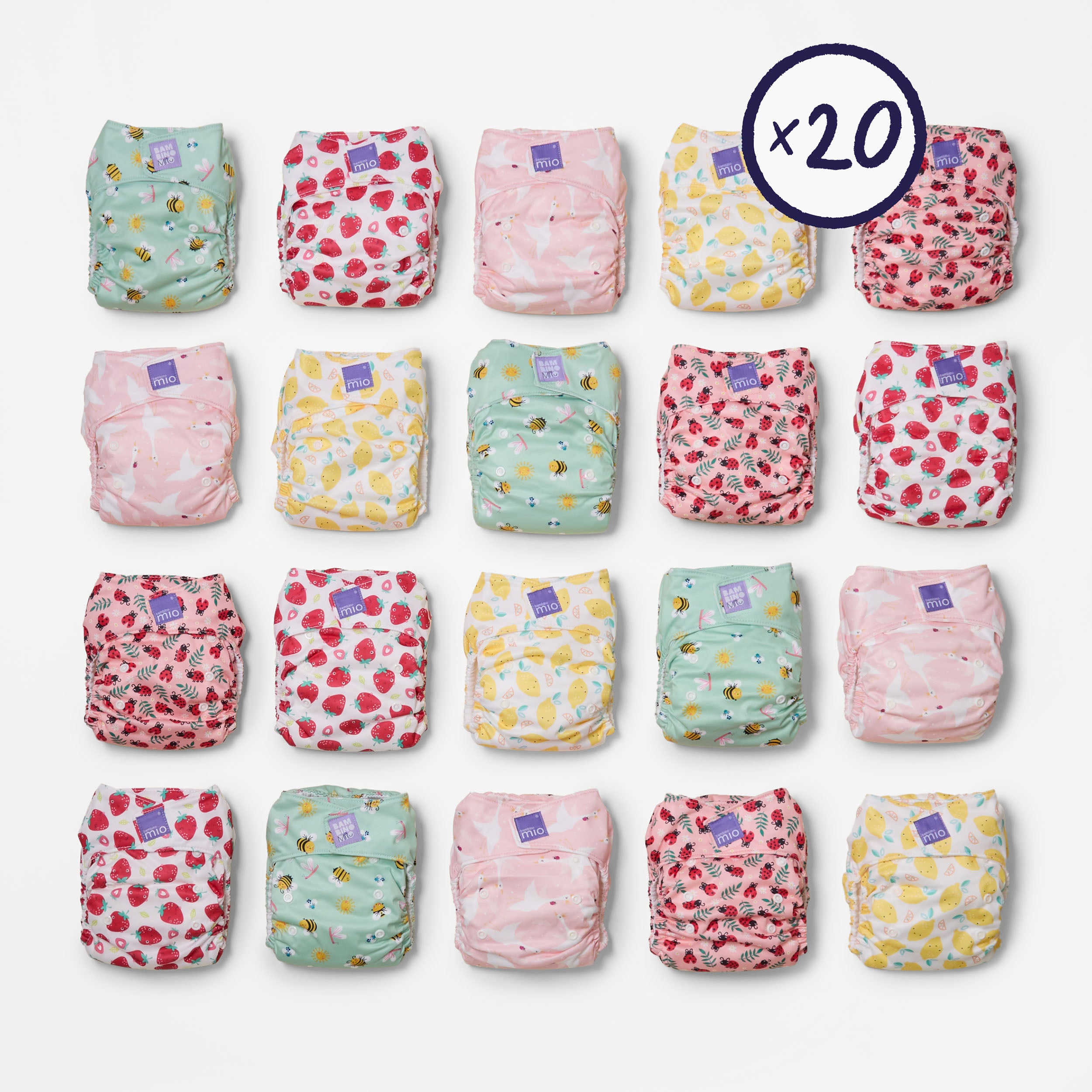 20 Pack Miosolo All-in-One Reusable Diaper in Bugs Life - Bambino Mio (EU)
