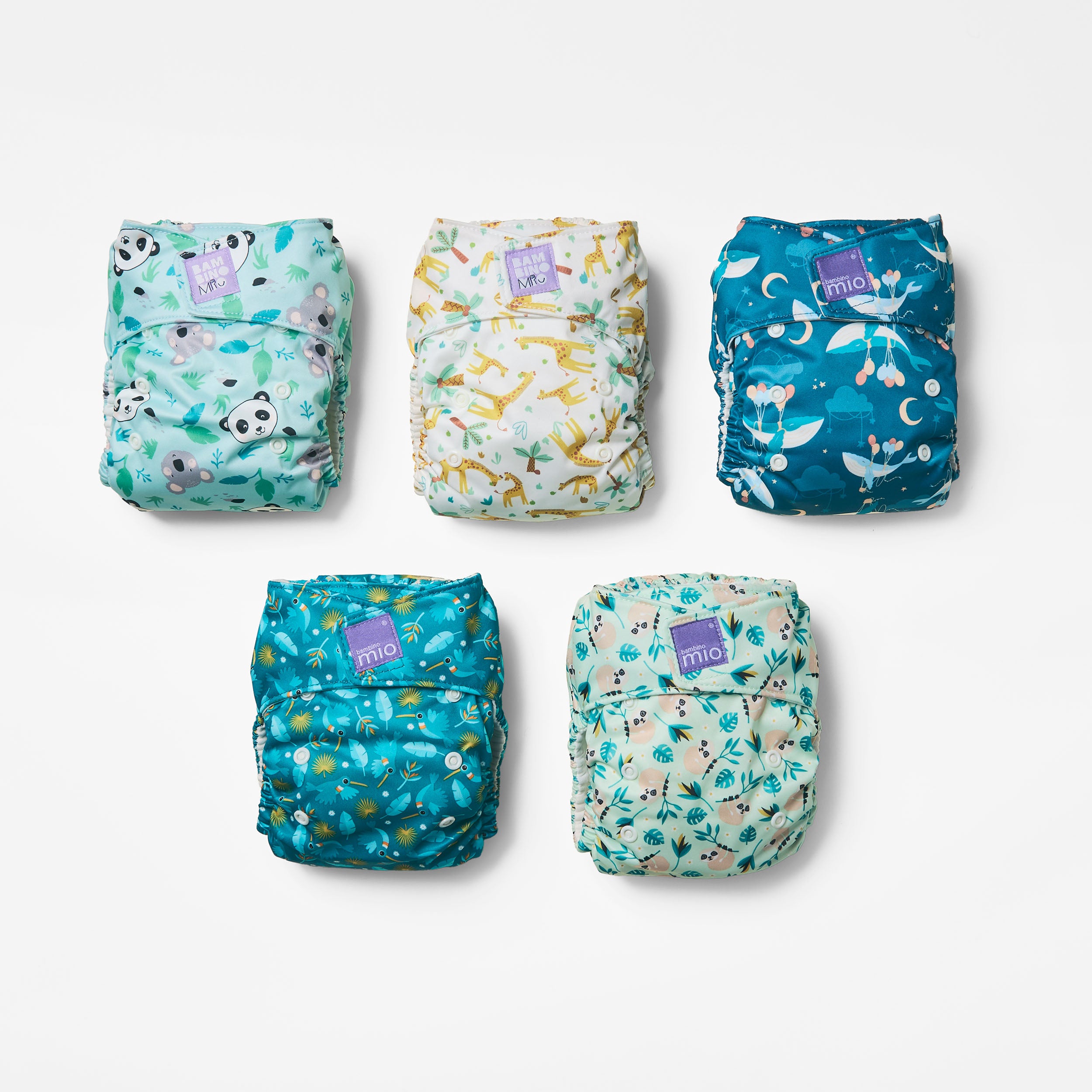 5 Pack Miosolo All-in-One Reusable Diaper in Animal - Bambino Mio (EU)