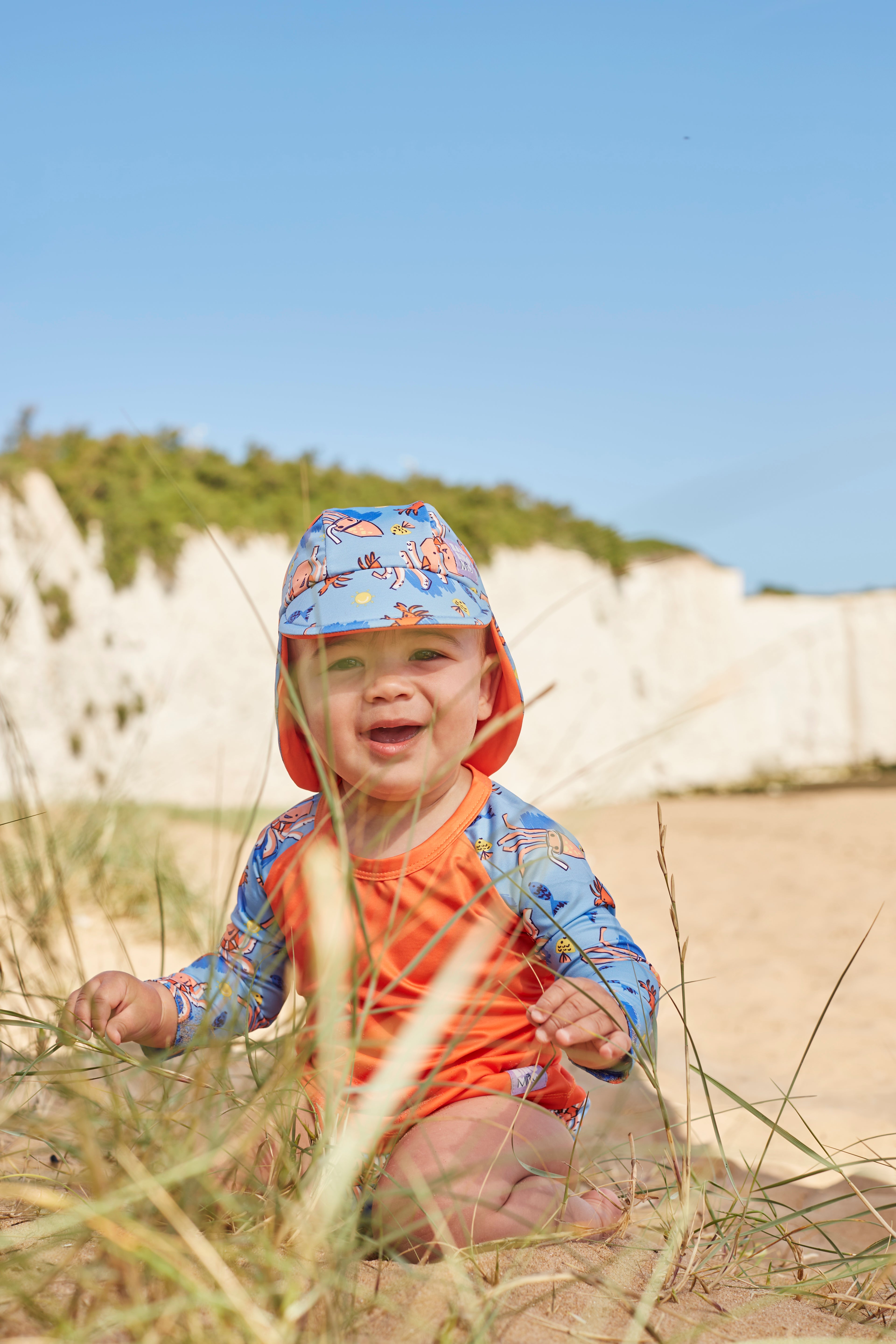 UPF 40+ Reversible Swim Hat for Babies and Toddlers in Nautical - Bambino Mio (EU)