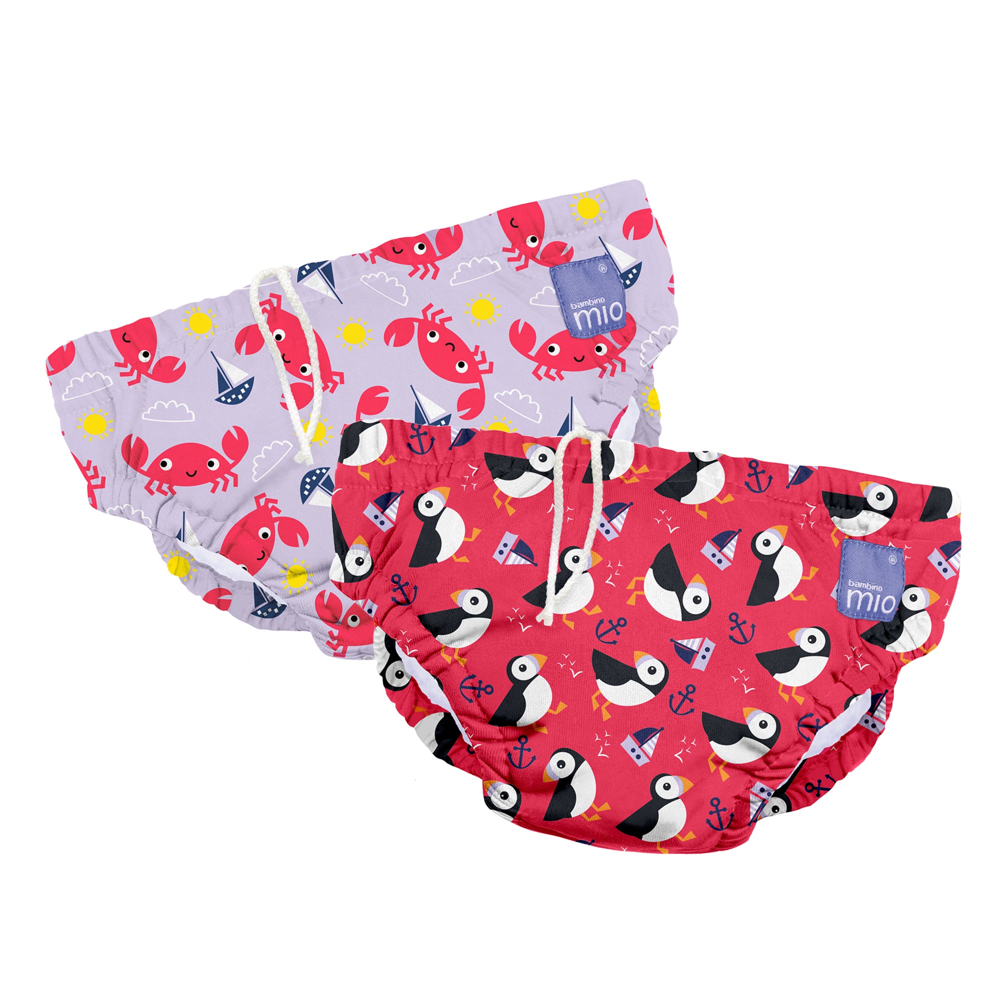 Reusable Swim Diaper 2 Pack in Puffin and Crab - Bambino Mio (EU)