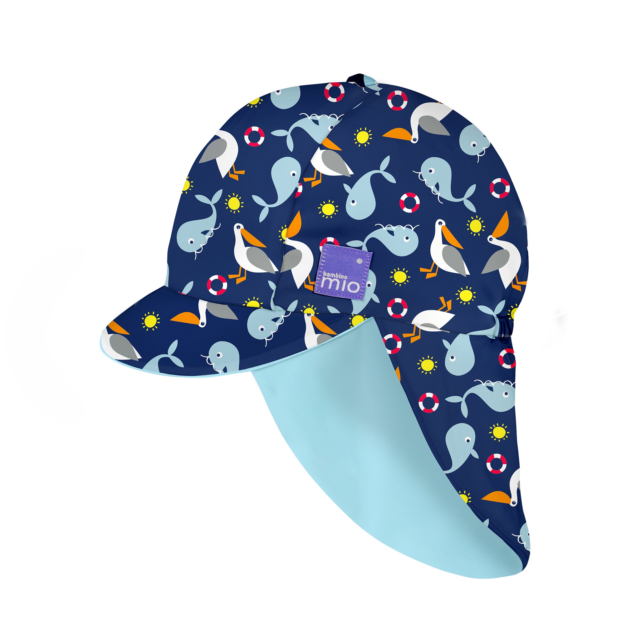UPF 40+ Reversible Swim Hat for Babies and Toddlers in Nautical - Bambino Mio (EU)