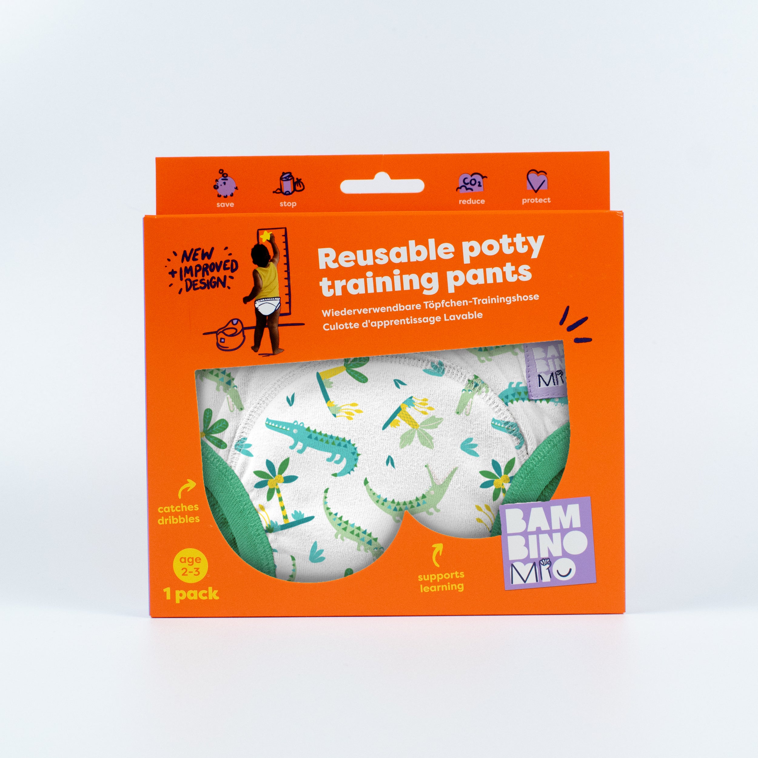 NEW: Reusable Potty Training Pants in Crafty Crocs - Elite - Bambino Mio (EU)