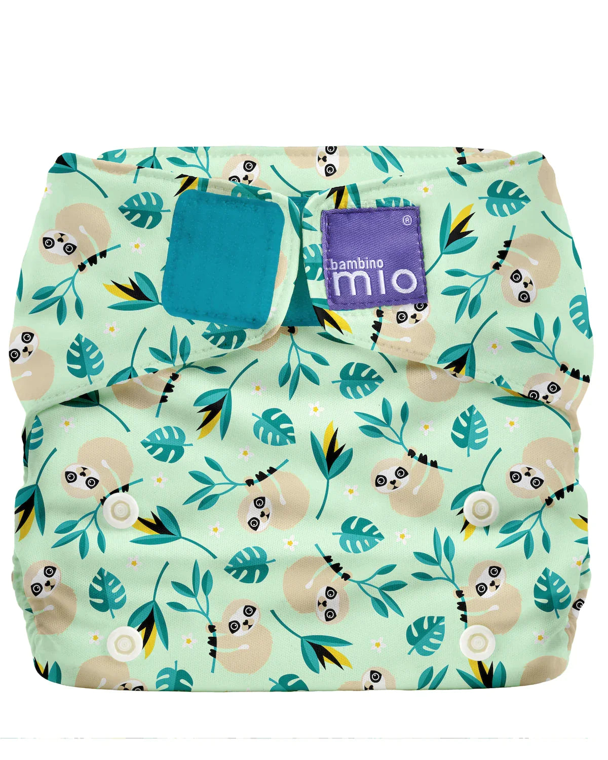 The Miosolo Classic Reusable Diaper in Swinging Sloth - Bambino Mio (EU)