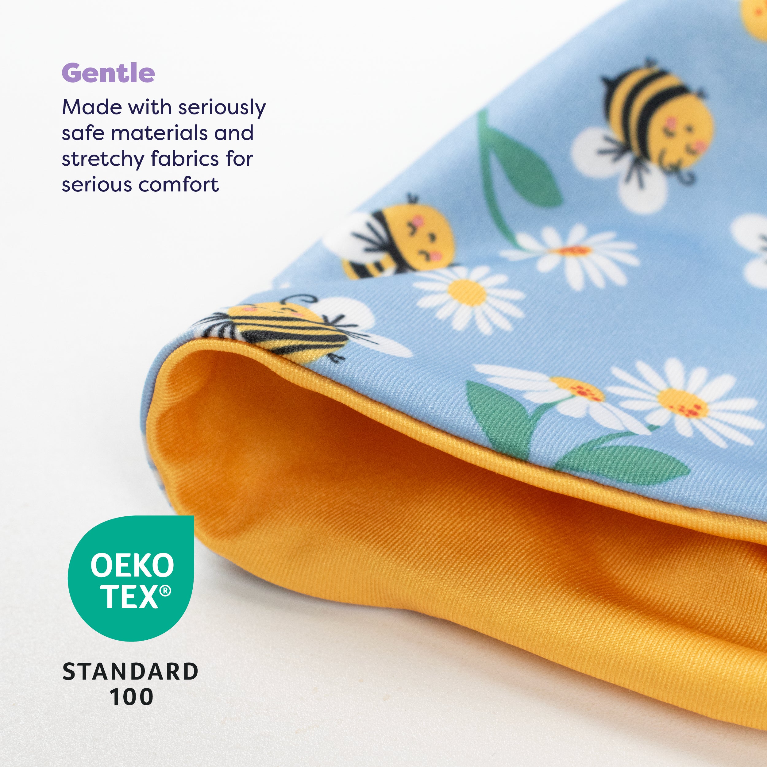 UPF 40+ Reversible Swim Hat for Babies and Toddlers in Busy Bees - Bambino Mio (EU)