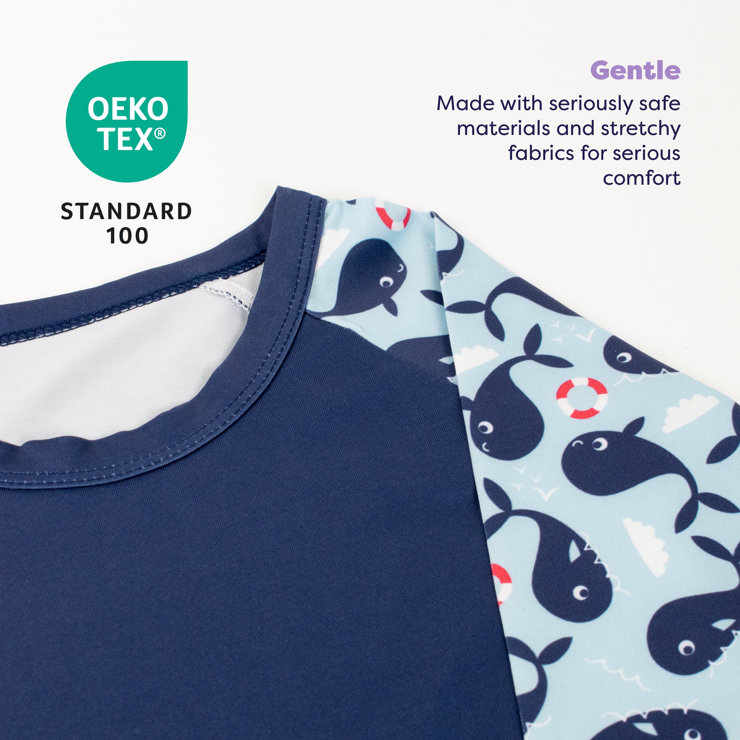 UPF 40+ Soft and Gentle Protective Beach Rash Vest in Whale Wharf - Bambino Mio (EU)