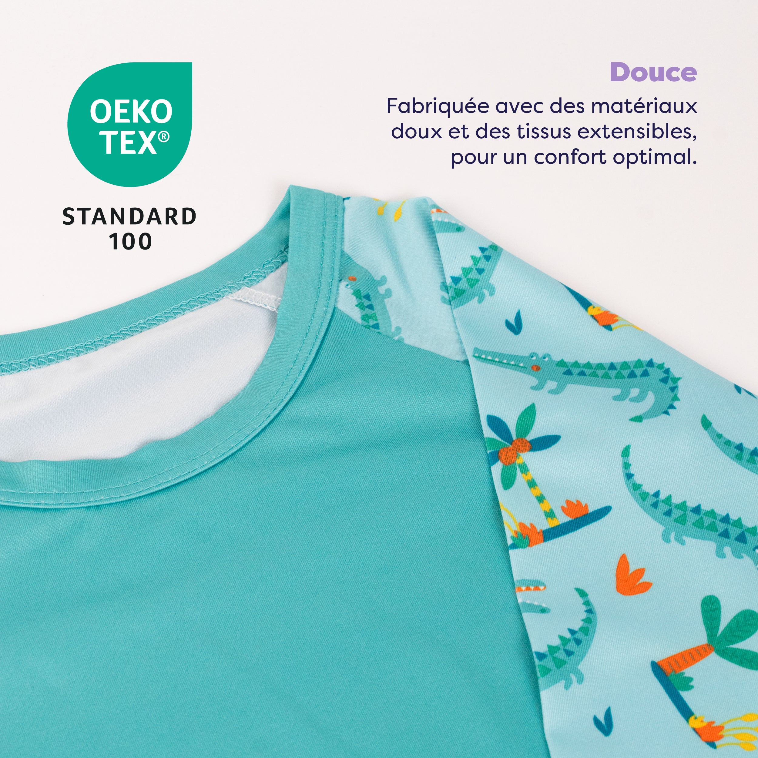 3 Piece Baby Swim Set with Swim Nappy, Swim top and Swim Hat in Crafty Croc - Bambino Mio (EU)